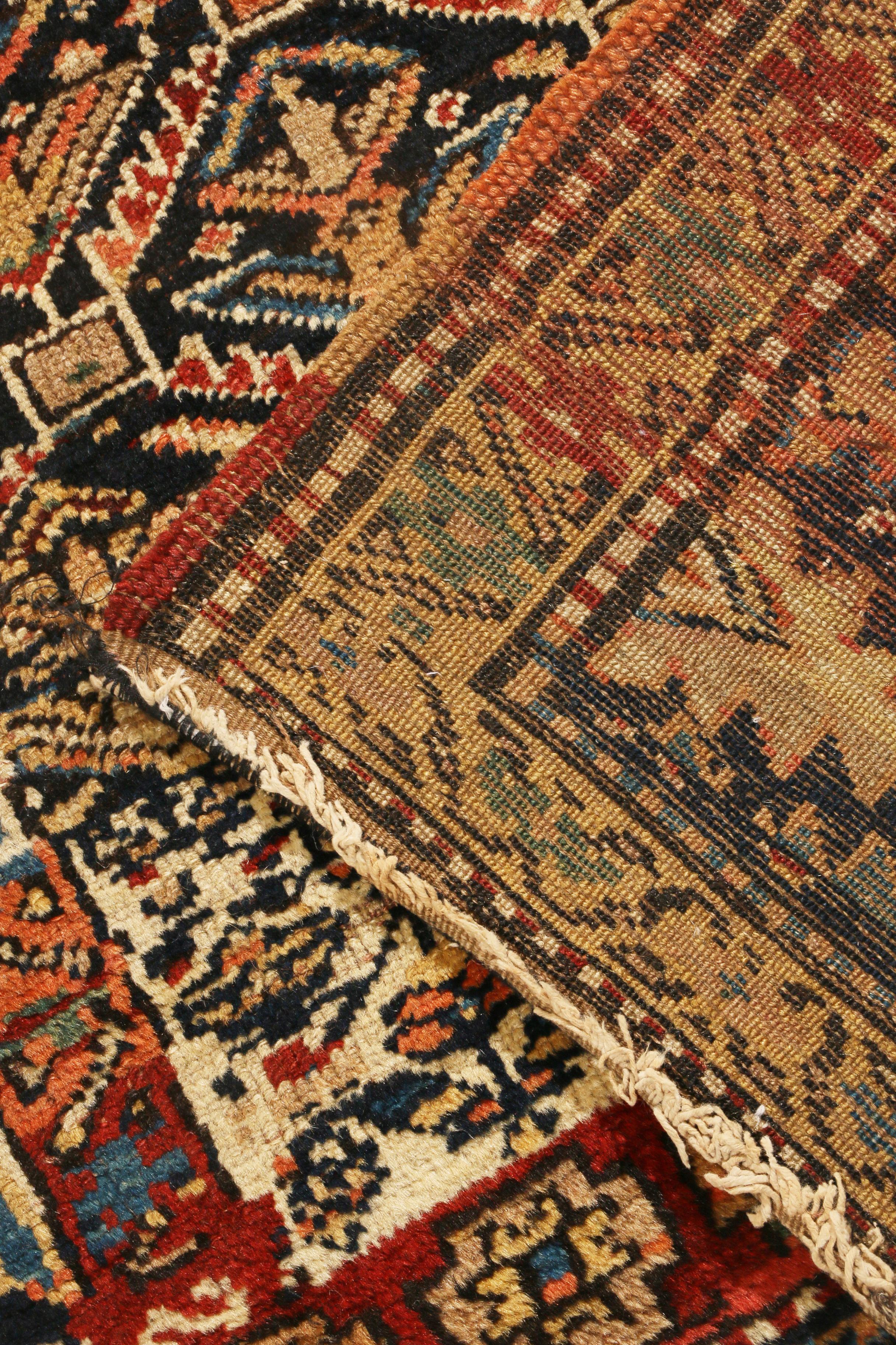 Late 19th Century Antique Shirvan Red and Beige Geometric Wool Runner by Rug & Kilim For Sale