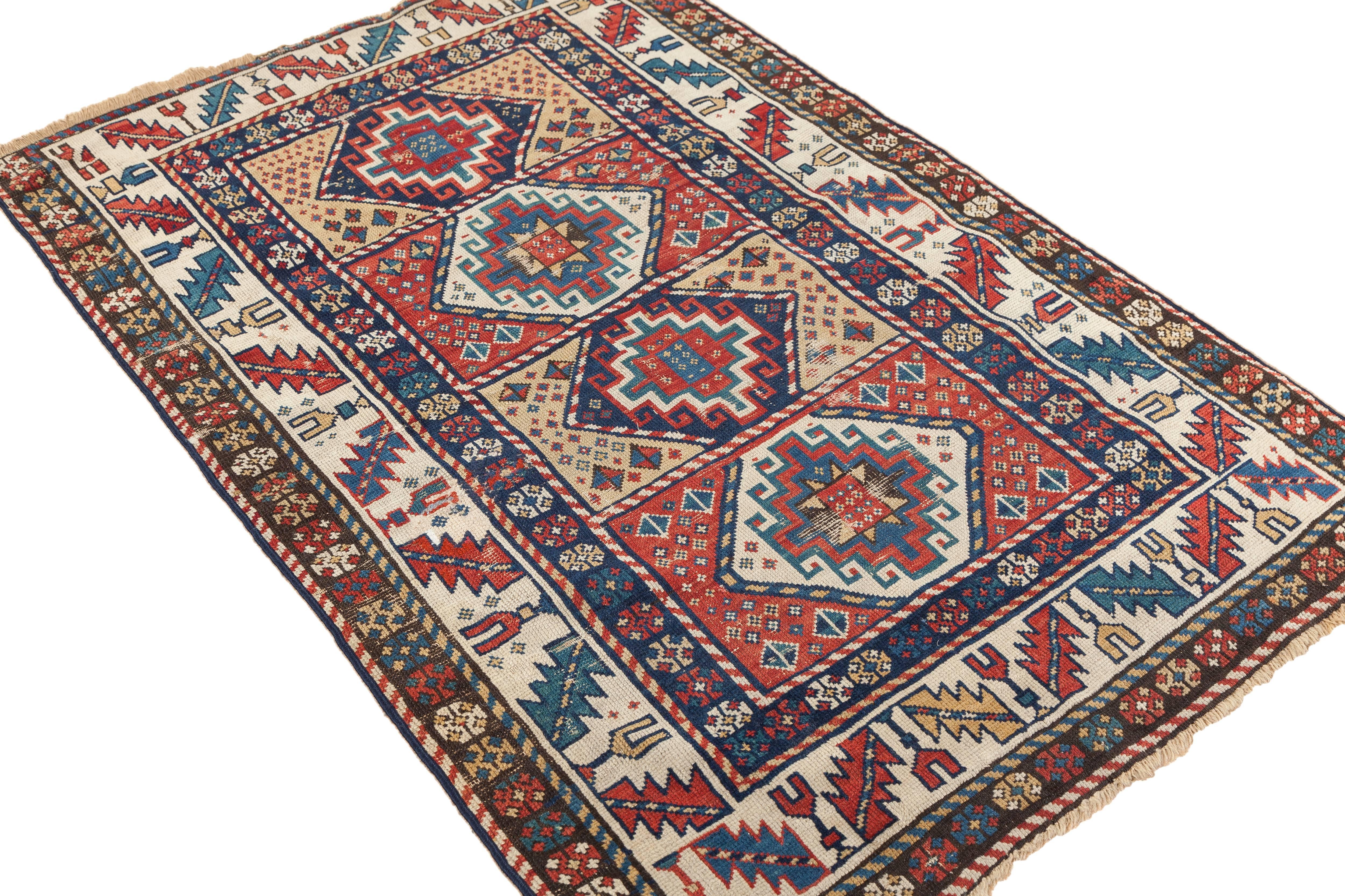 A Shirvan rug from the Caucasus, dating to circa 1900. This piece is an unusual diminutive size in a classic format.