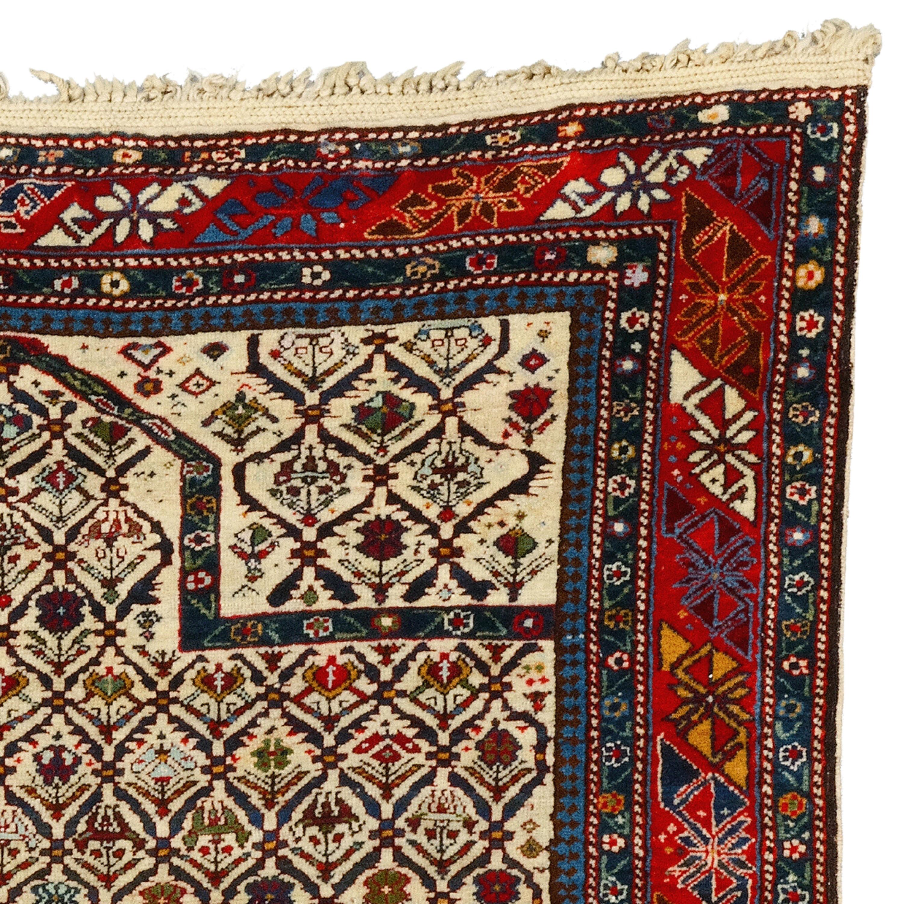 Wool Antique Shirvan Rug - 19th Century Caucasian Shirvan Prayer Rug, Antique Rug For Sale