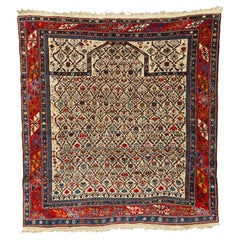 Used Shirvan Rug - 19th Century Caucasian Shirvan Prayer Rug, Antique Rug