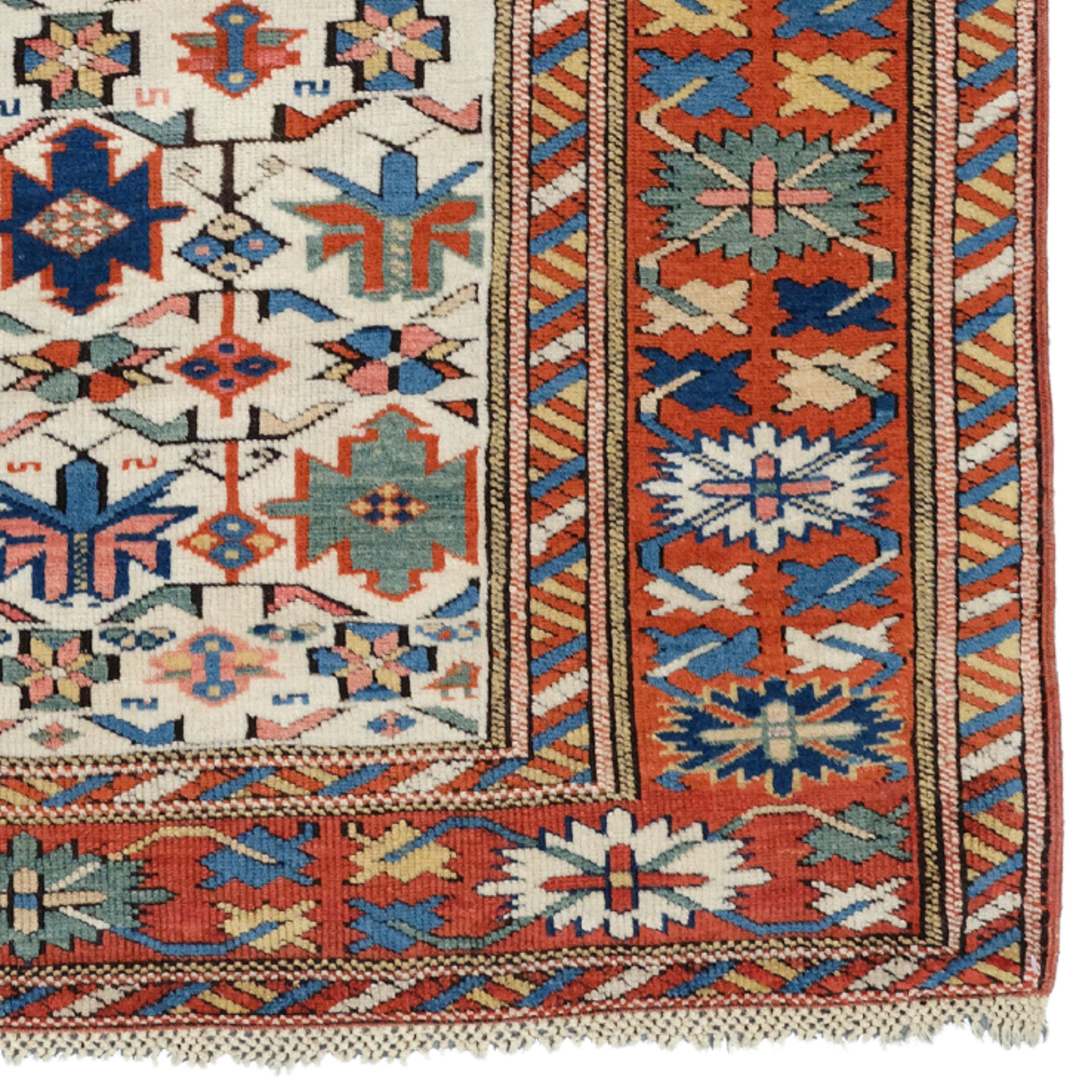 XIXe siècle Tapis Shirvan caucasien du 19ème siècle, tapis ancien en vente