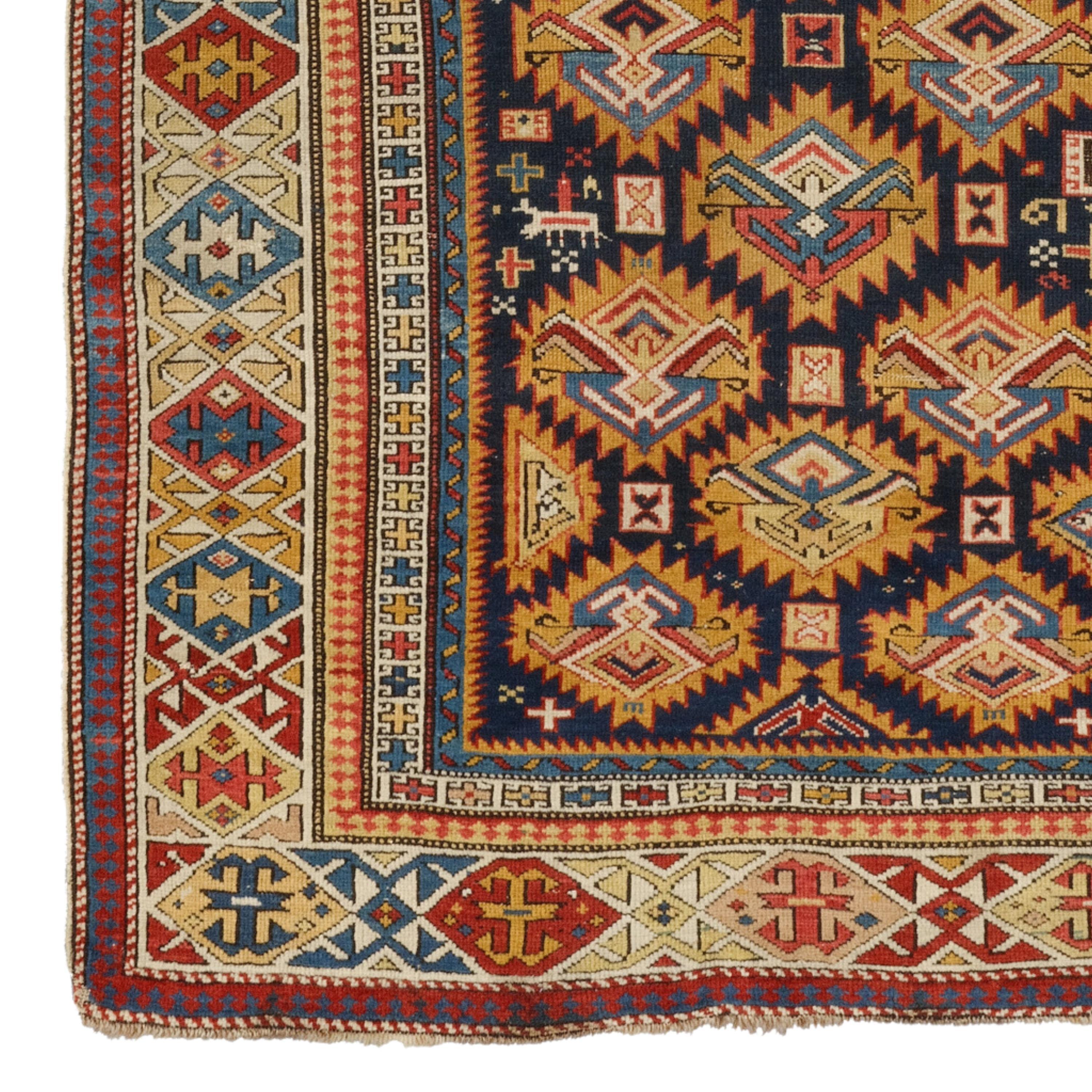 Antique Shirvan Rug
Third Quarter Of The 19th Century Caucasian Shirvan Rug in Good Condition
Size: 115 x 173 cm (45,2x68,1 In)

The Shirvan carpet is a handmade floor covering in the Shirvan region of Azerbaijan in the Southeastern Caucasus.

Many