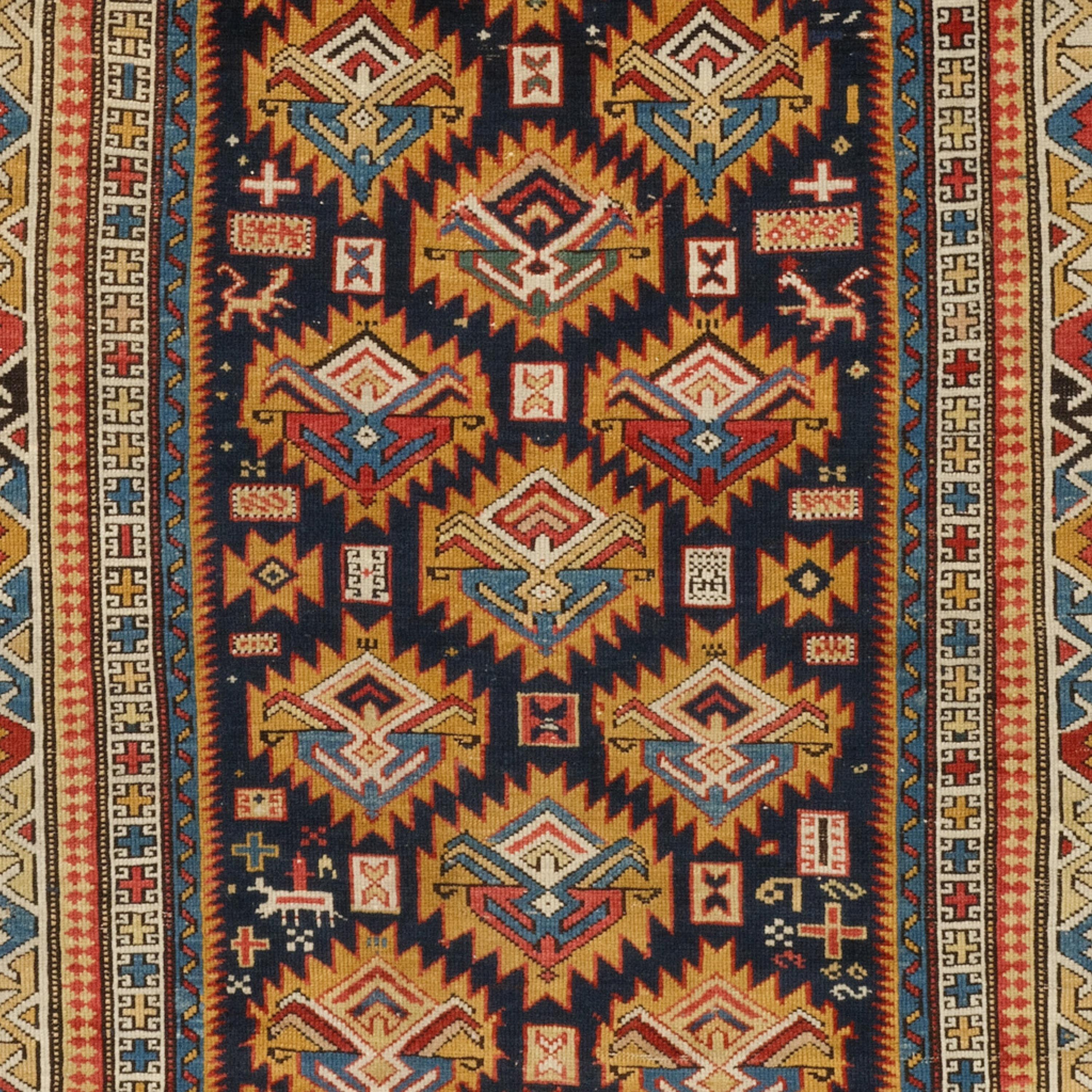 Antique Shirvan Rug - 19th Century Caucasian Shirvan Rug, Caucasian Rug In Good Condition For Sale In Sultanahmet, 34