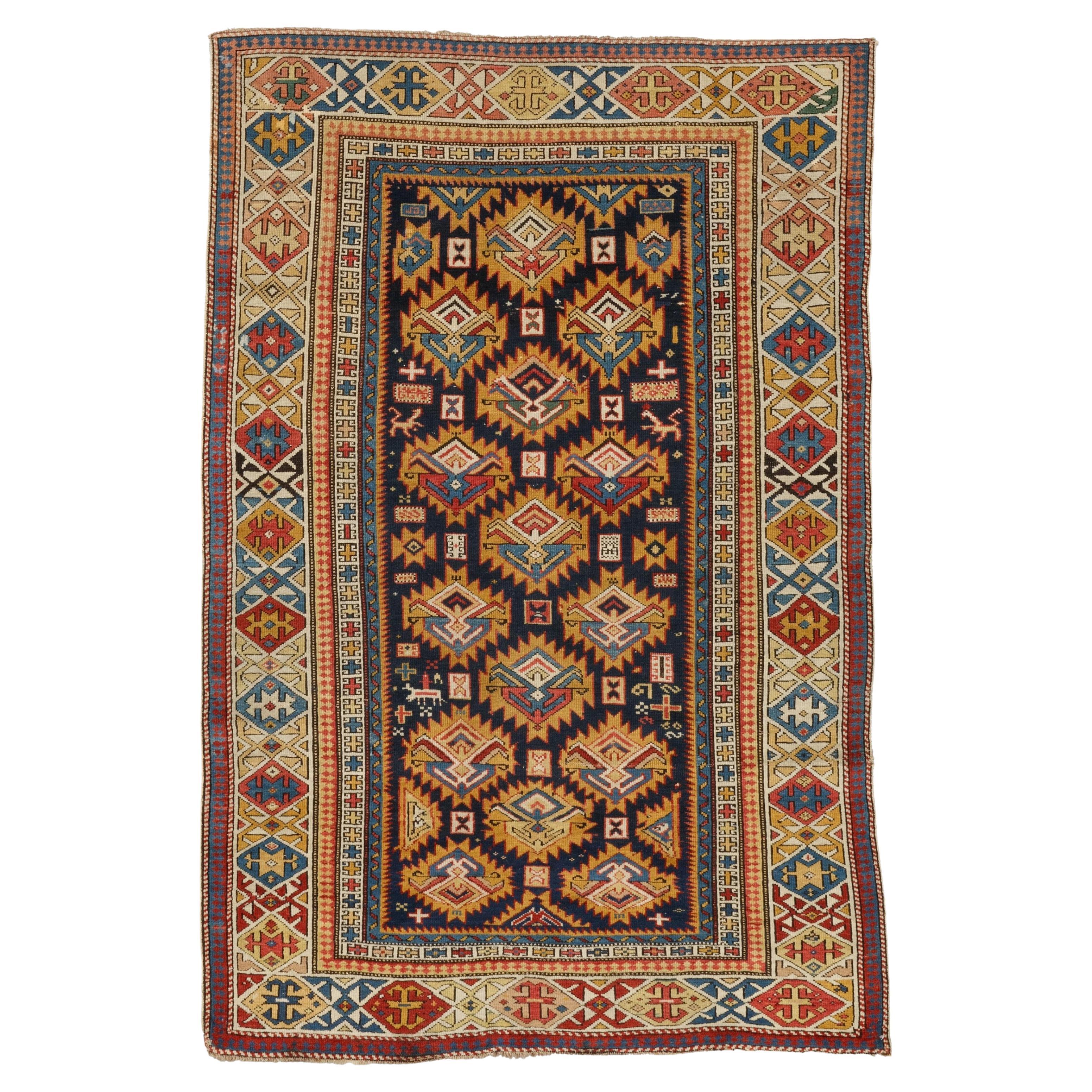 Tapis Shirvan caucasien du 19ème siècle, tapis caucasien