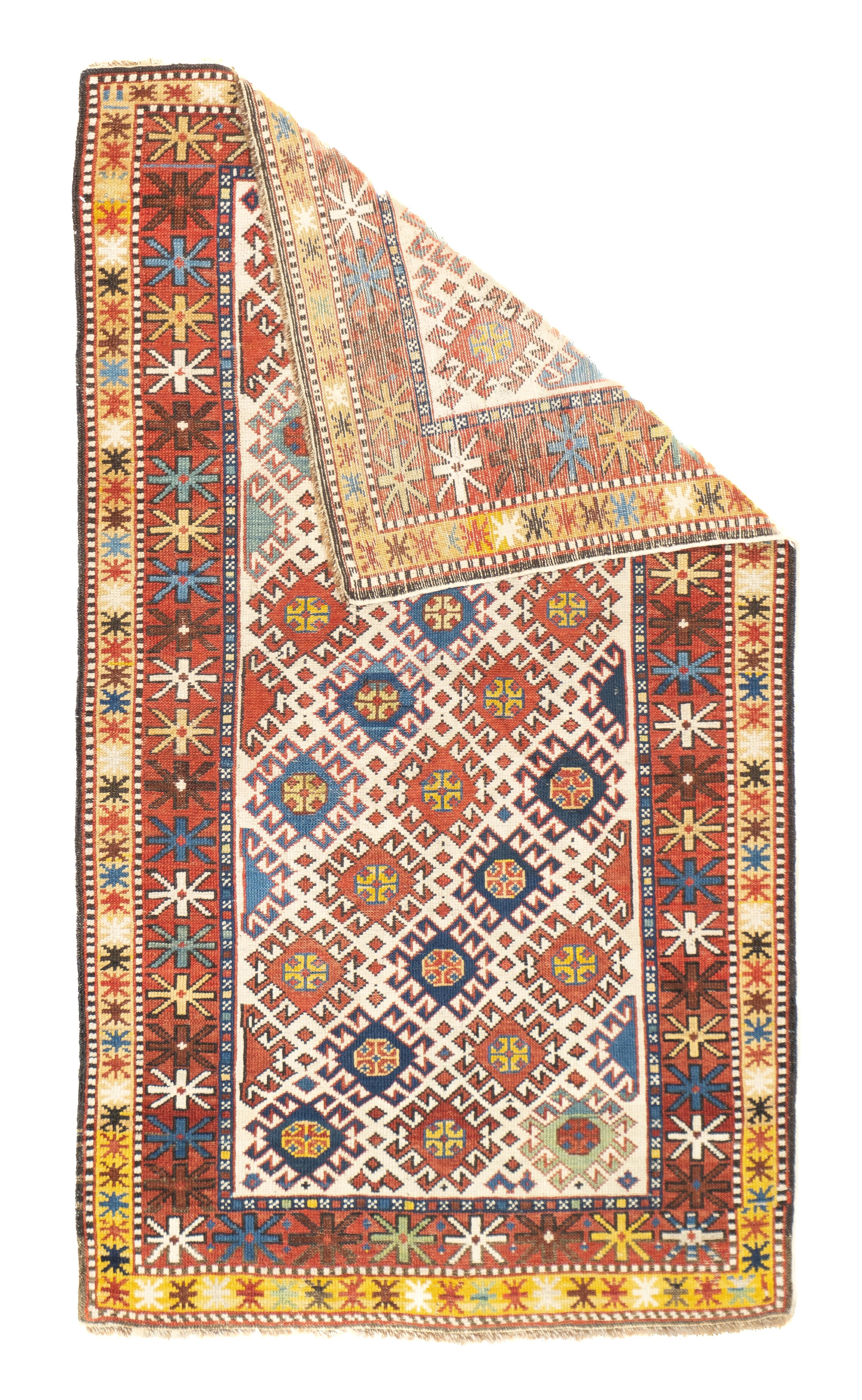Antiker Schirwan-Teppich 2'8'' x 4'9''. Ostkaukasische, westkaspische kaukasische Teppiche, hauptsächlich Streuteppiche in geometrischen Mustern, einige Gebete, aus einer Vielzahl von Dörfern. Die Marasali-Gebetsteppiche gelten als die besten.