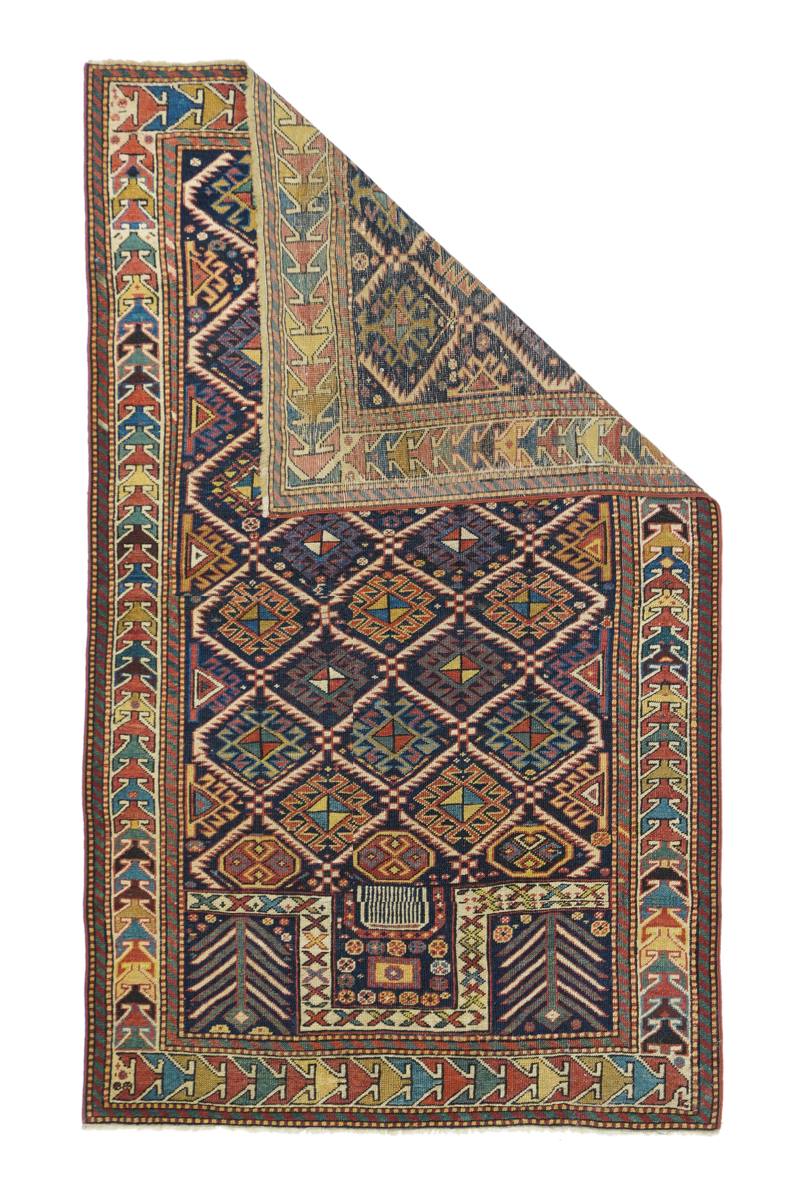 Antique Shirvan rug 3'2'' x 5'9''.
