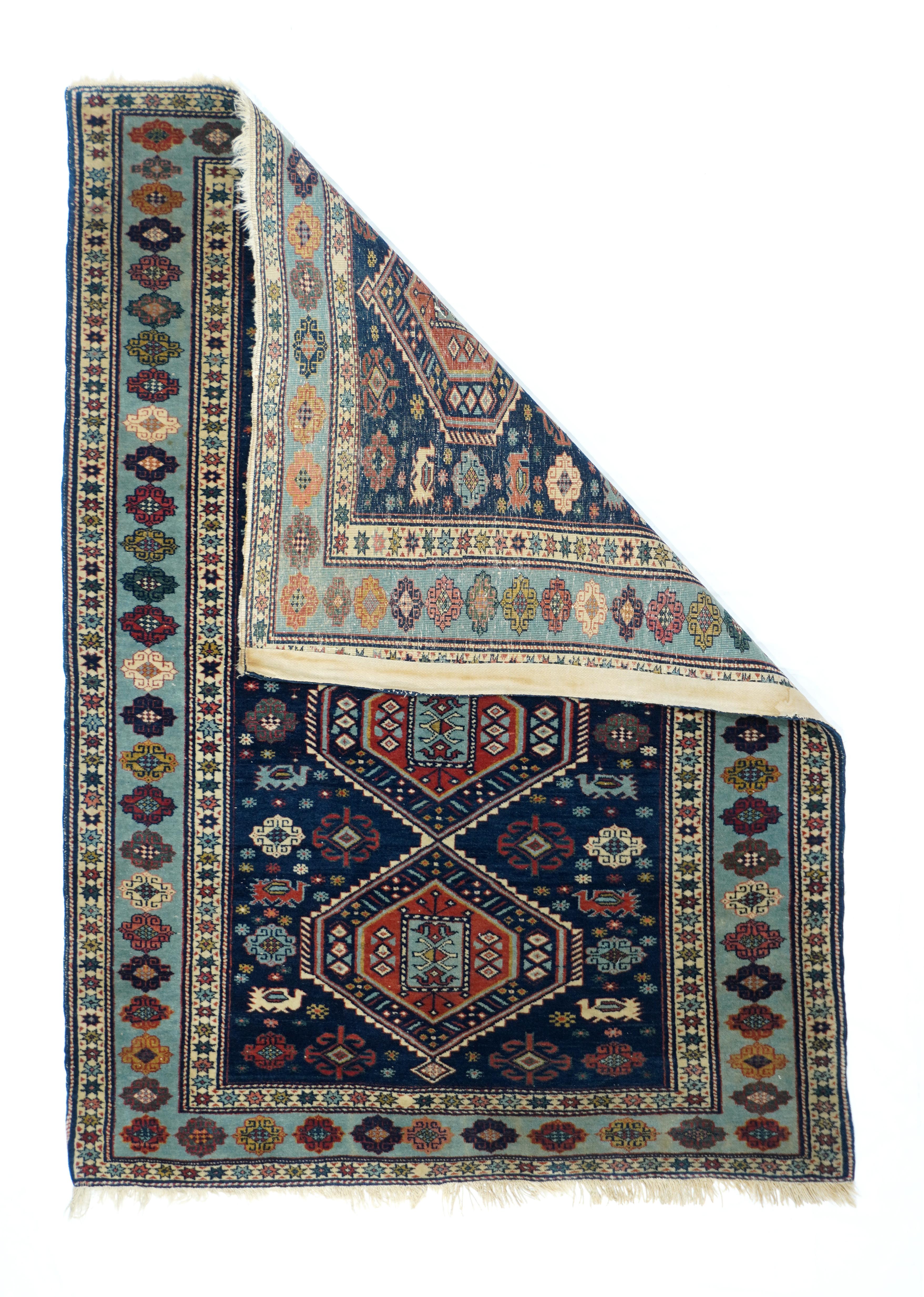 Shirvan rug measures: 3'3'' x 4'5''.
