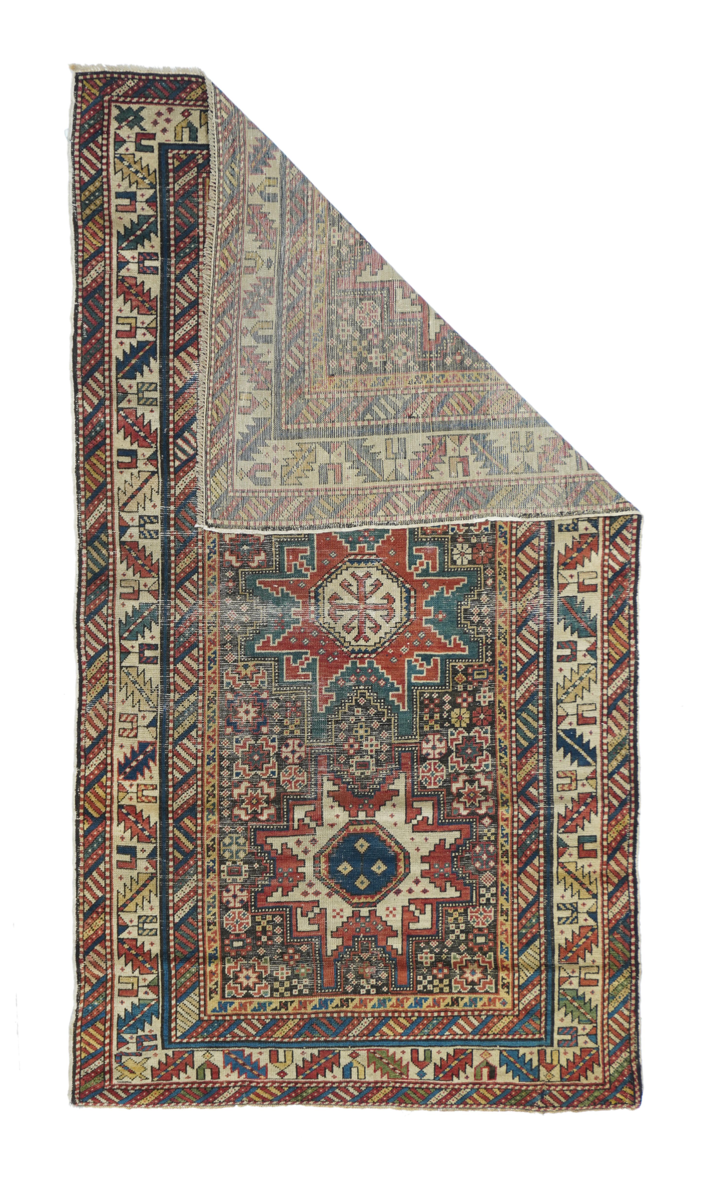 Antique Shirvan rug 3'3'' x 5'9''.