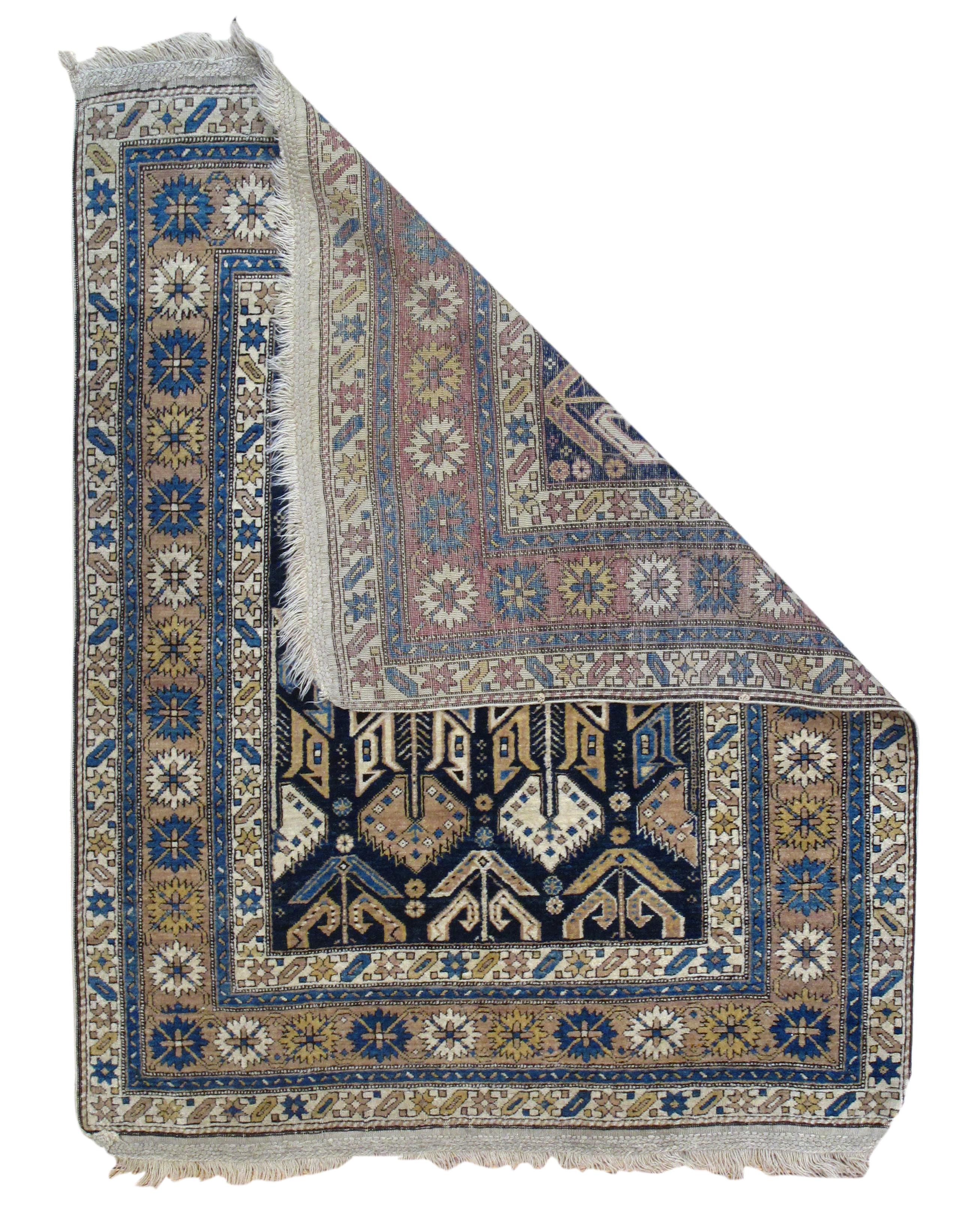 Antique Shirvan rug 3'5'' x 4'1''.
