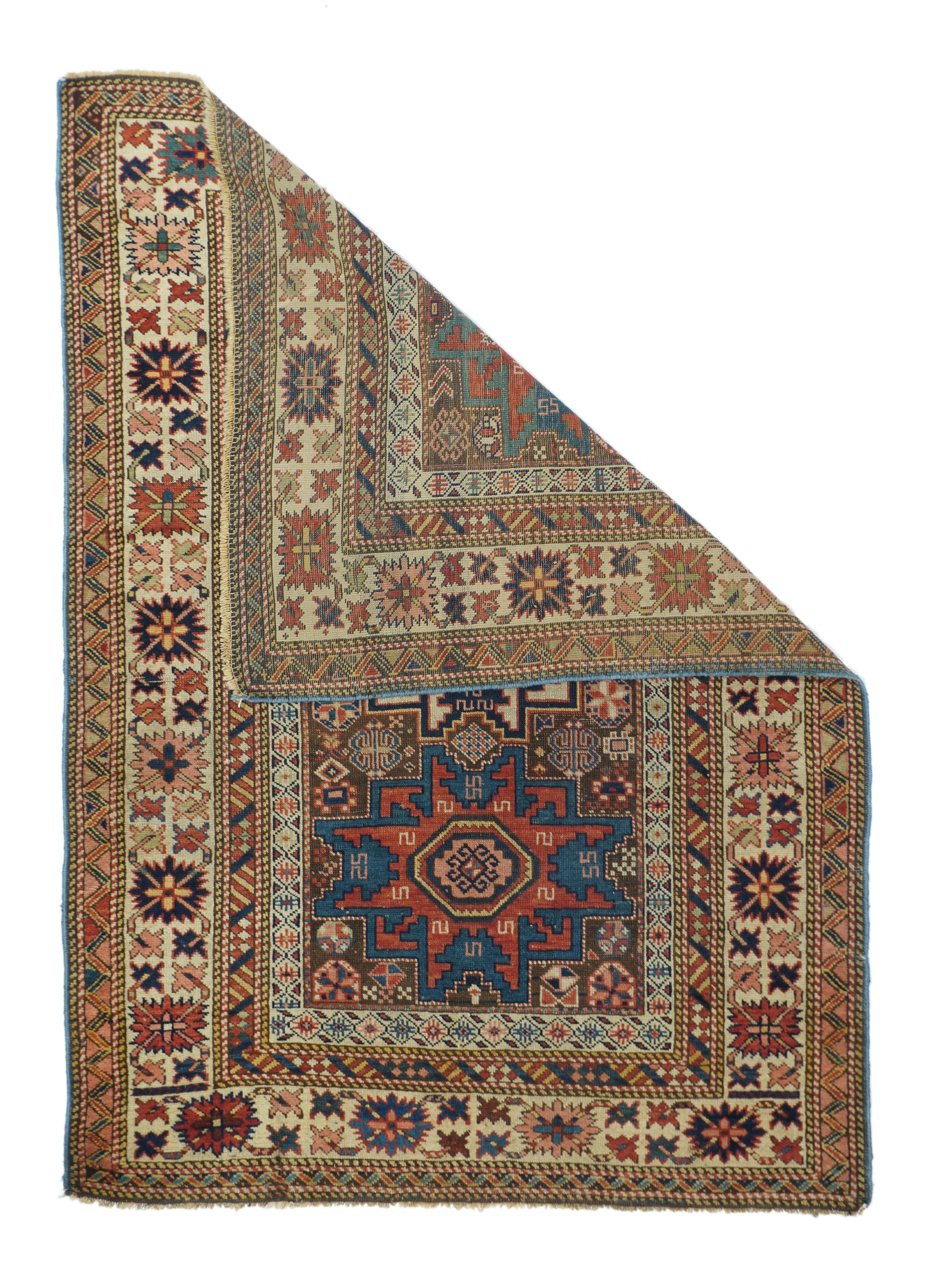 Antique Shirvan rug 3'5'' x 4'11''.