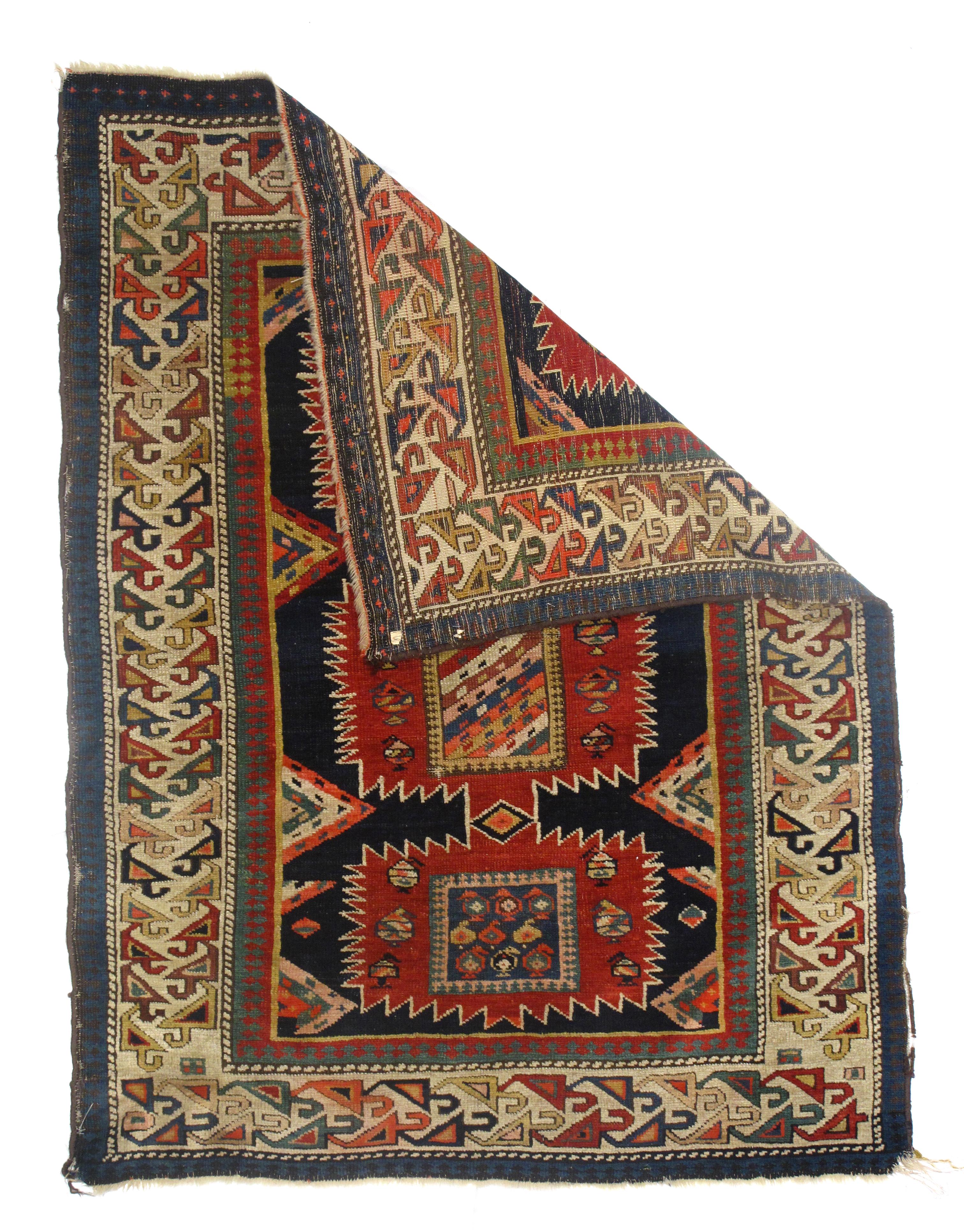 Antique Shirvan rug 3'5'' x 4'7''.