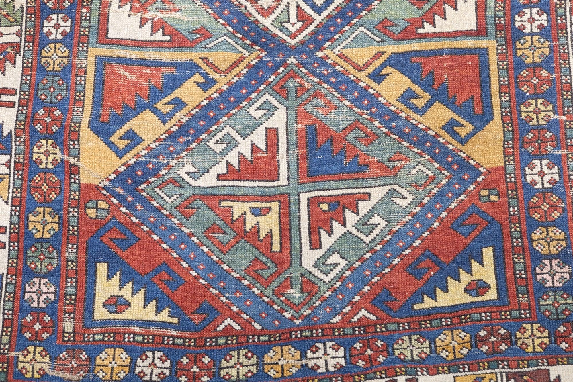 19th Century Antique Shirvan Rug 3'7'' x 6'8'' For Sale