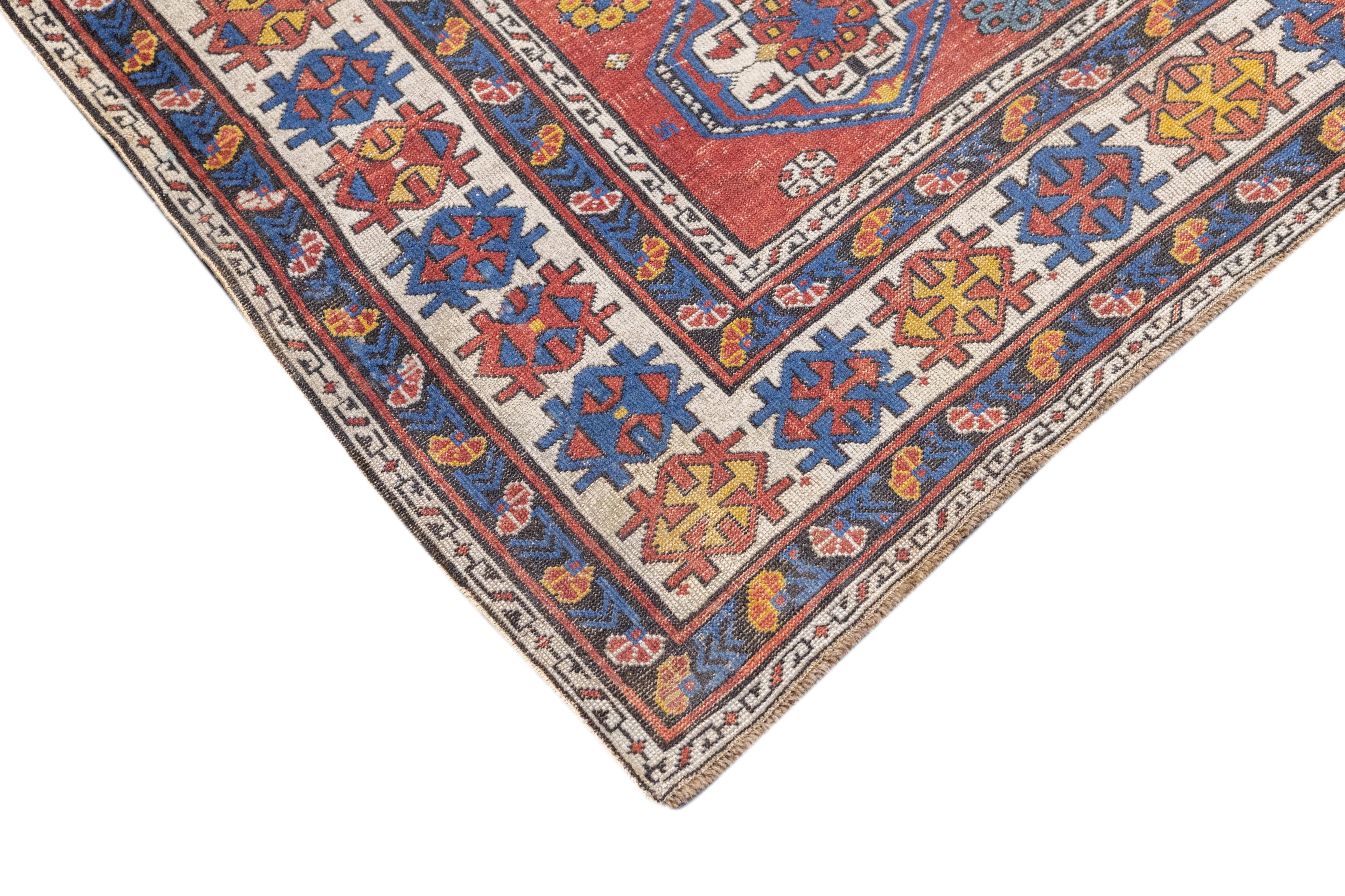 Caucasien Tapis Shirvan ancien 4'1'' x 7'0