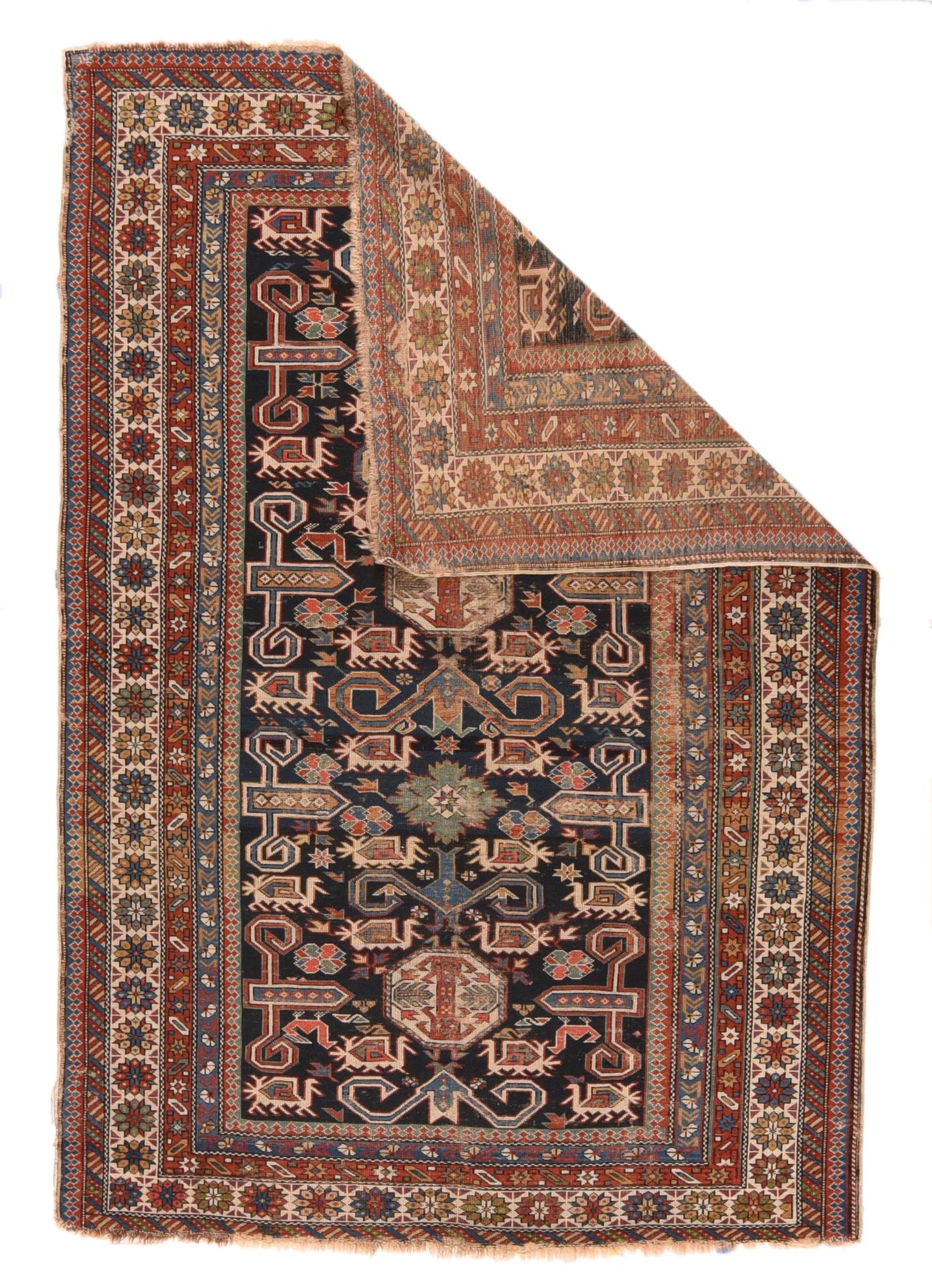 Antique Shirvan rug. Measures: 4.3'' x 6.3''.