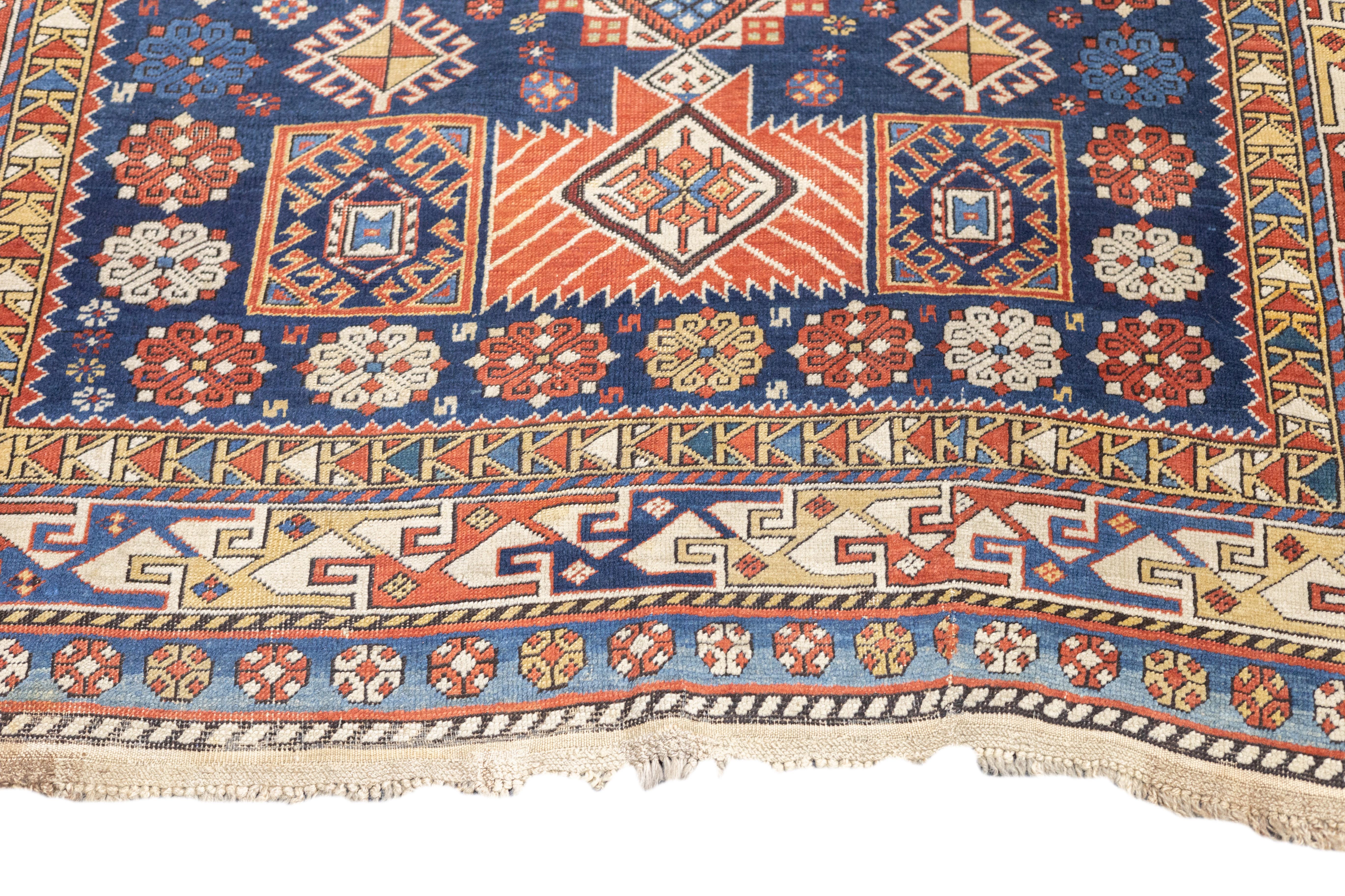 Noué à la main Tapis Shirvan ancien 4'5'' x 9'0