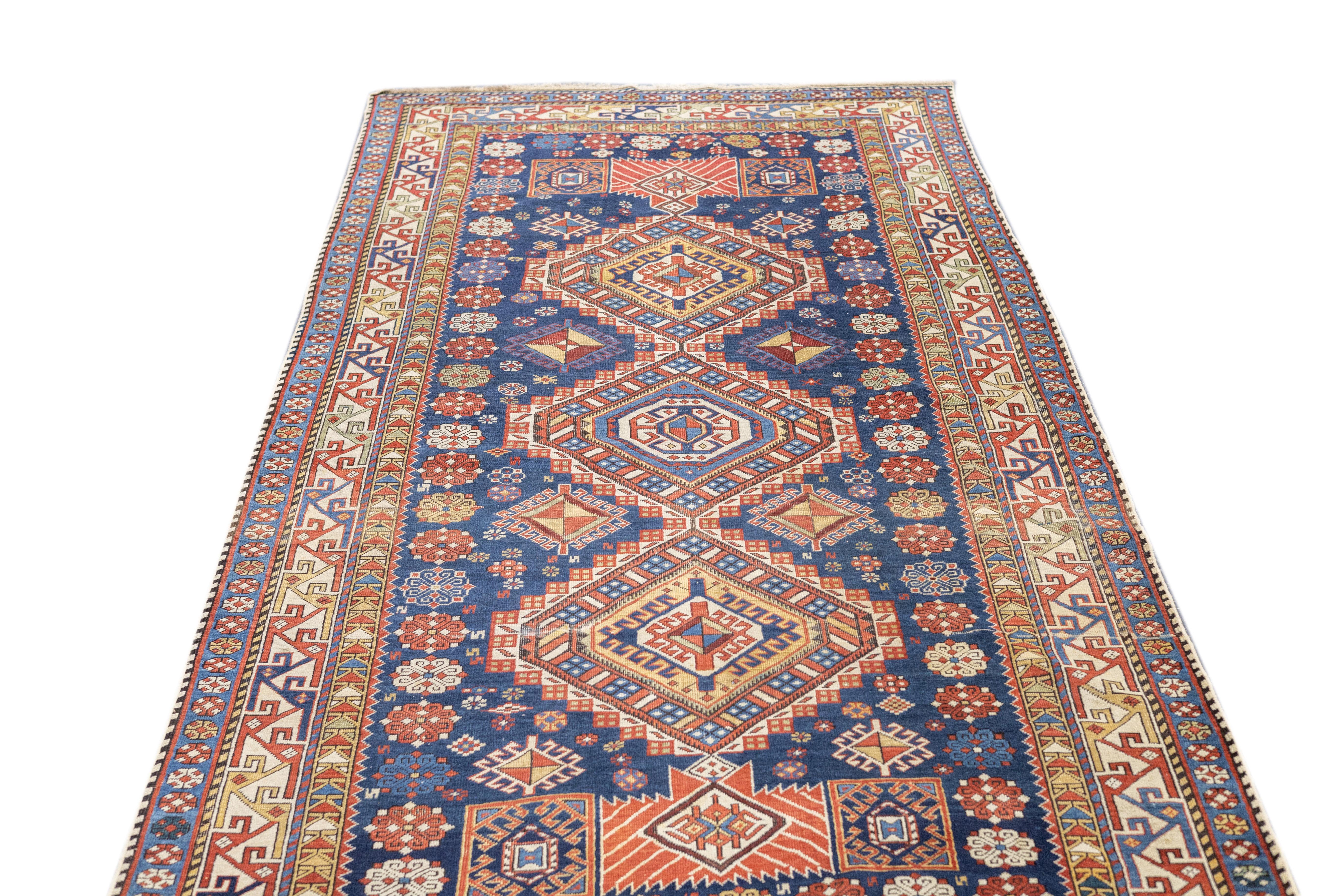 XIXe siècle Tapis Shirvan ancien 4'5'' x 9'0