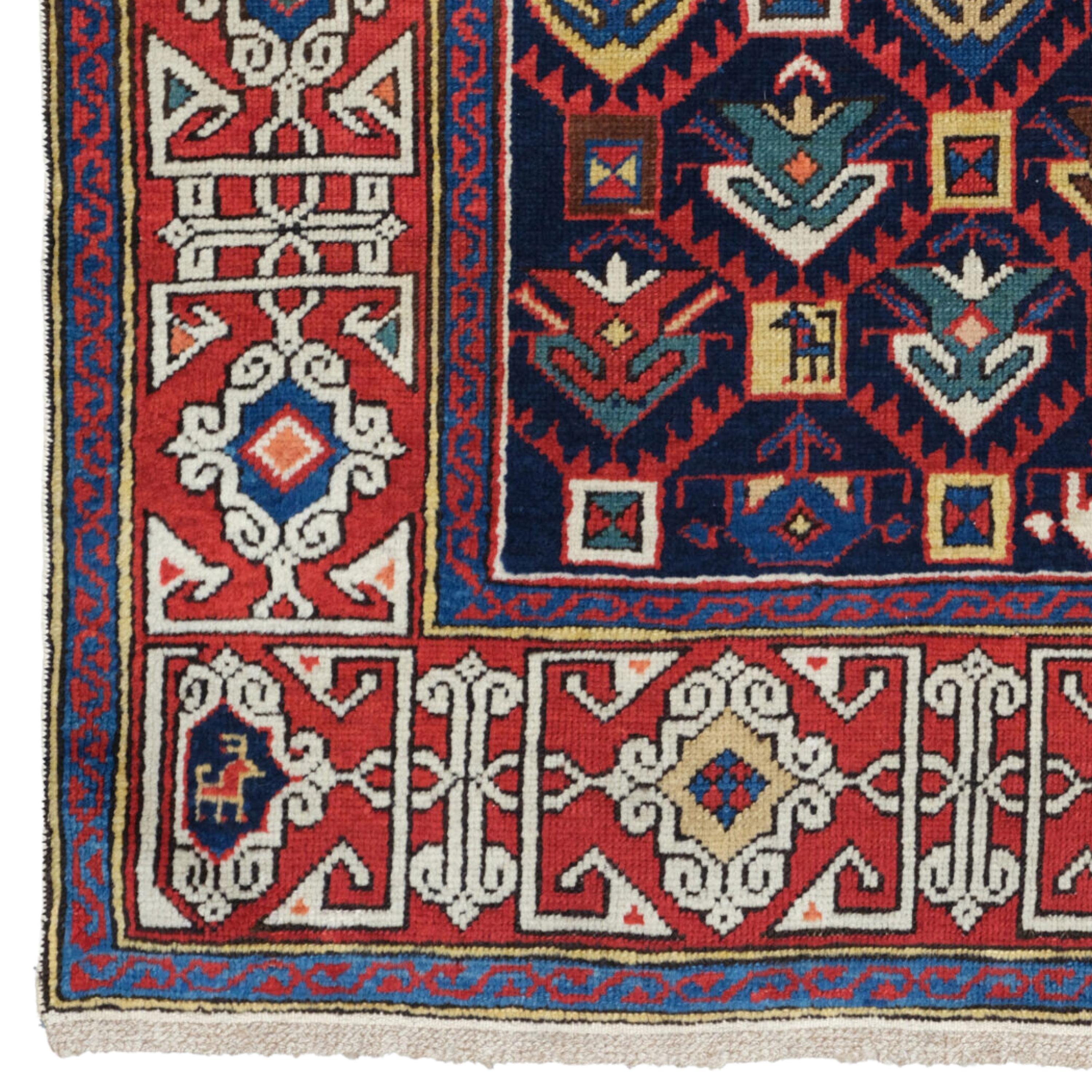 Antique Shirvan Rug
Caucasian Shirvan rug from the late 19th century Size: 91×110 cm (35,8x43,3 In)

Shirvan carpet is a handmade floor covering in the Shirvan region of Azerbaijan in the Southeastern Caucasus.
Most Shirvan carpets cannot be
