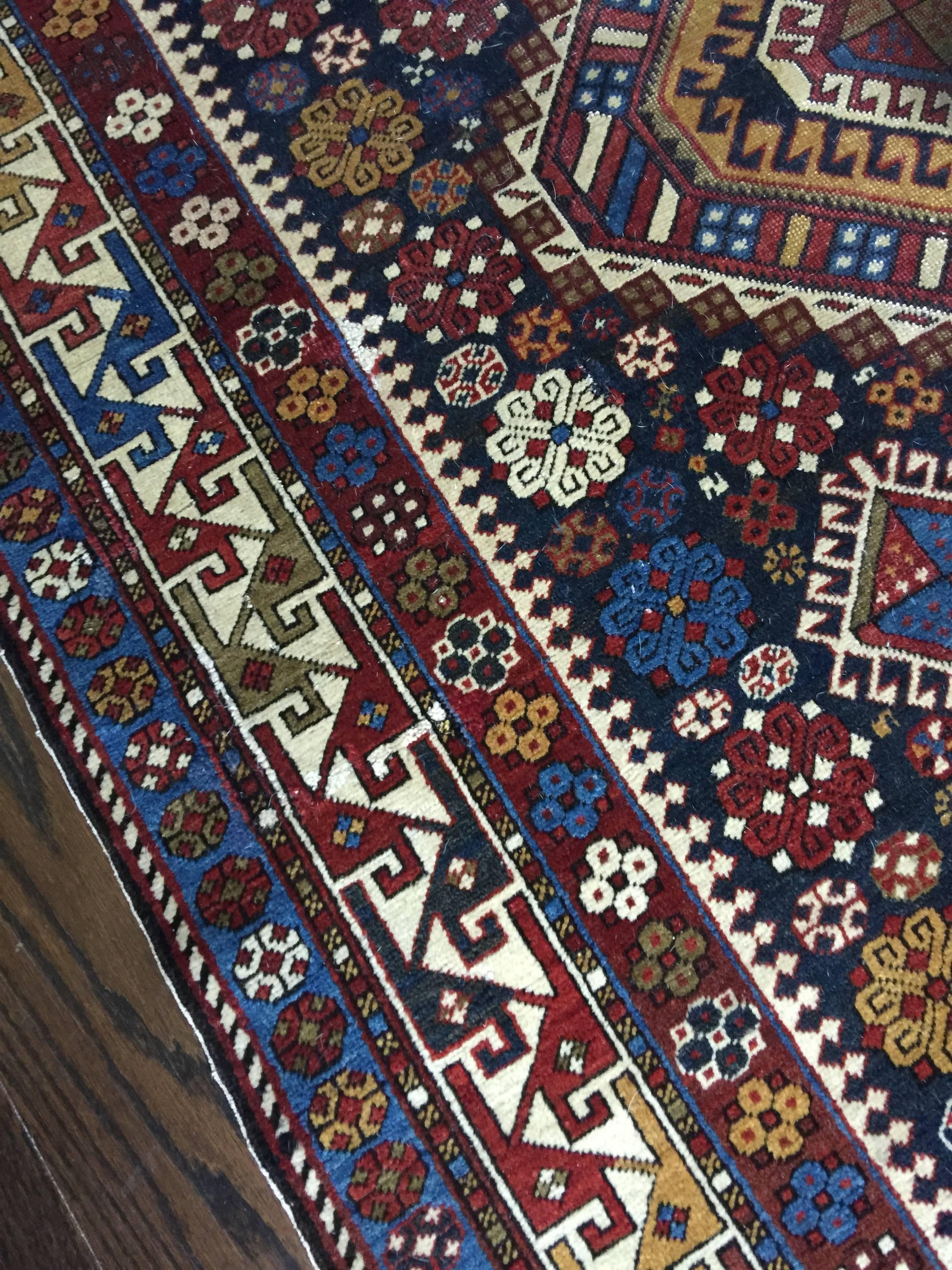 Hand-Knotted Antique Shirvan Rug For Sale