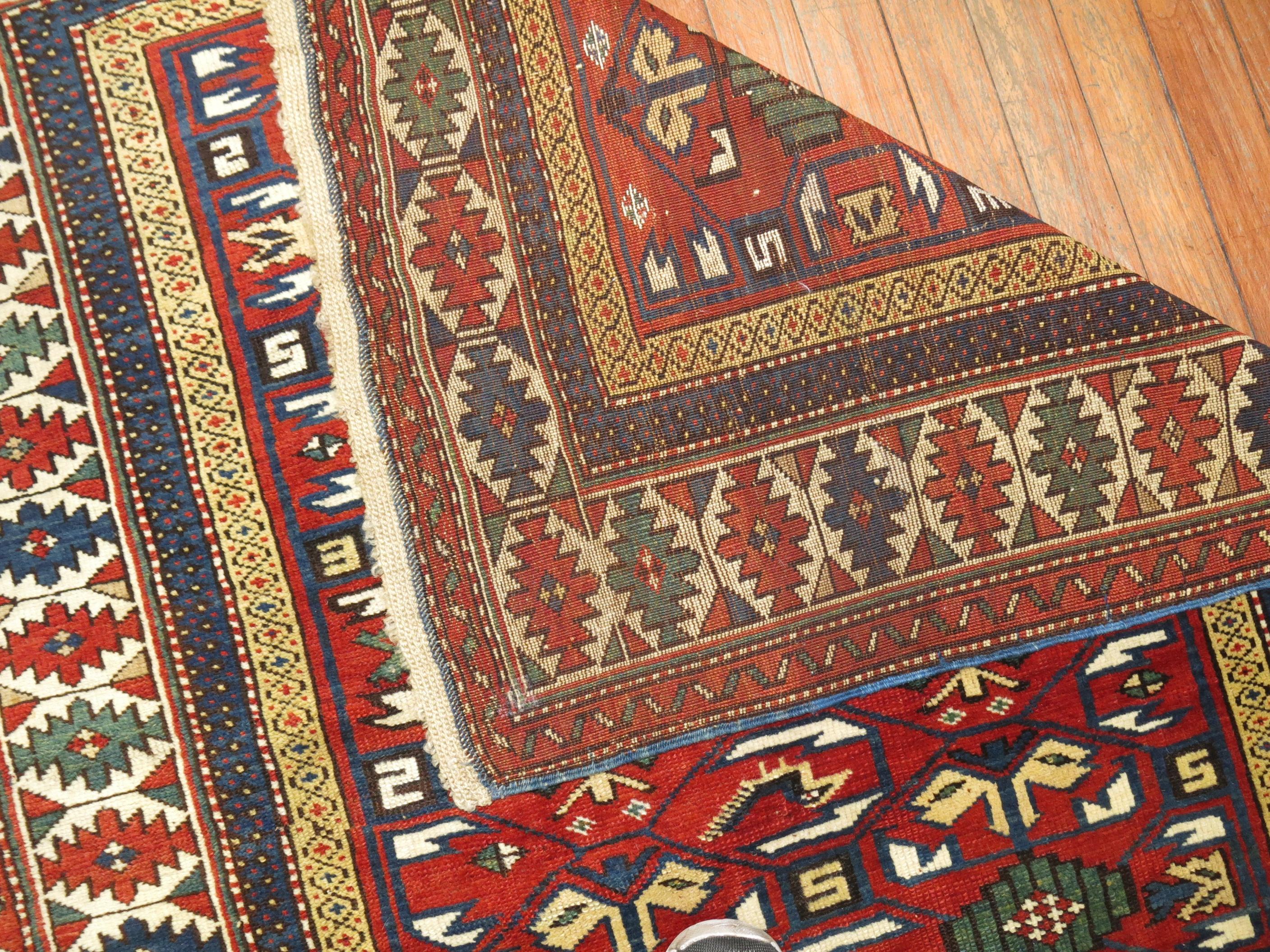 Hand-Woven Early 20th Century Madder Red Antique Shirvan Caucasian Rug
