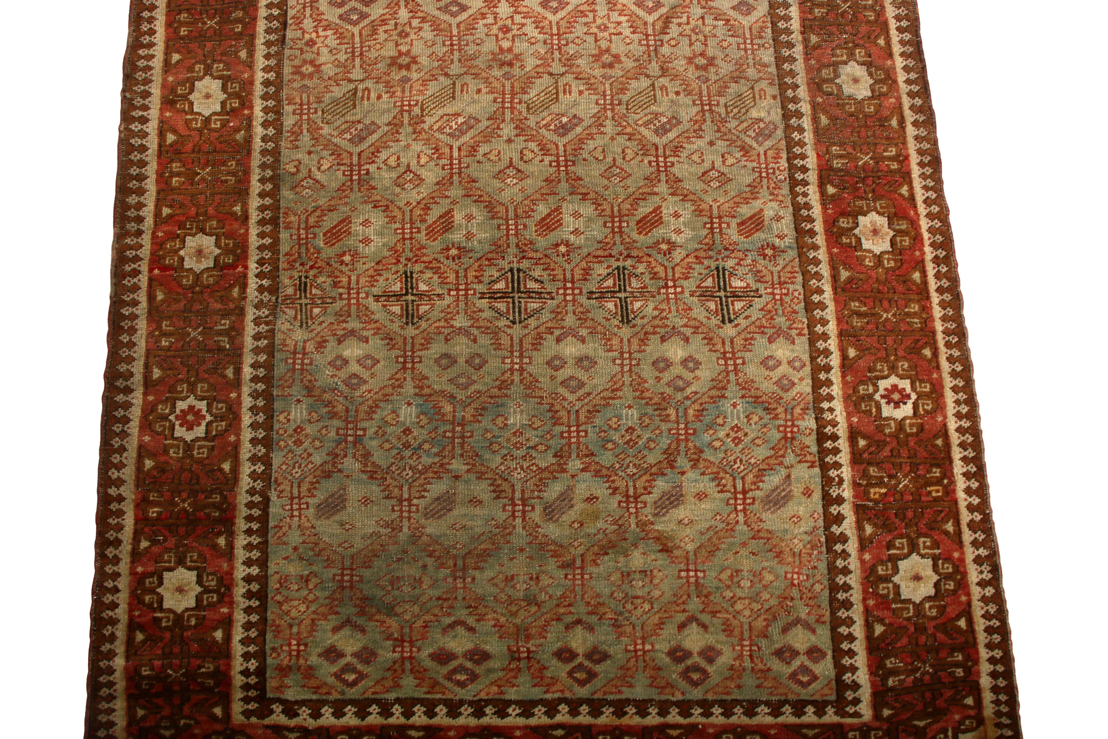 Tribal Antique Shirvan Rug Geometric Beige and Red Transitional Pattern by Rug & Kilim