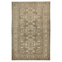 Antiker Schirwan-Teppich, handgeknüpft, 6,6 × 4,4 Fuß - Beige, Elfenbein und Taupe