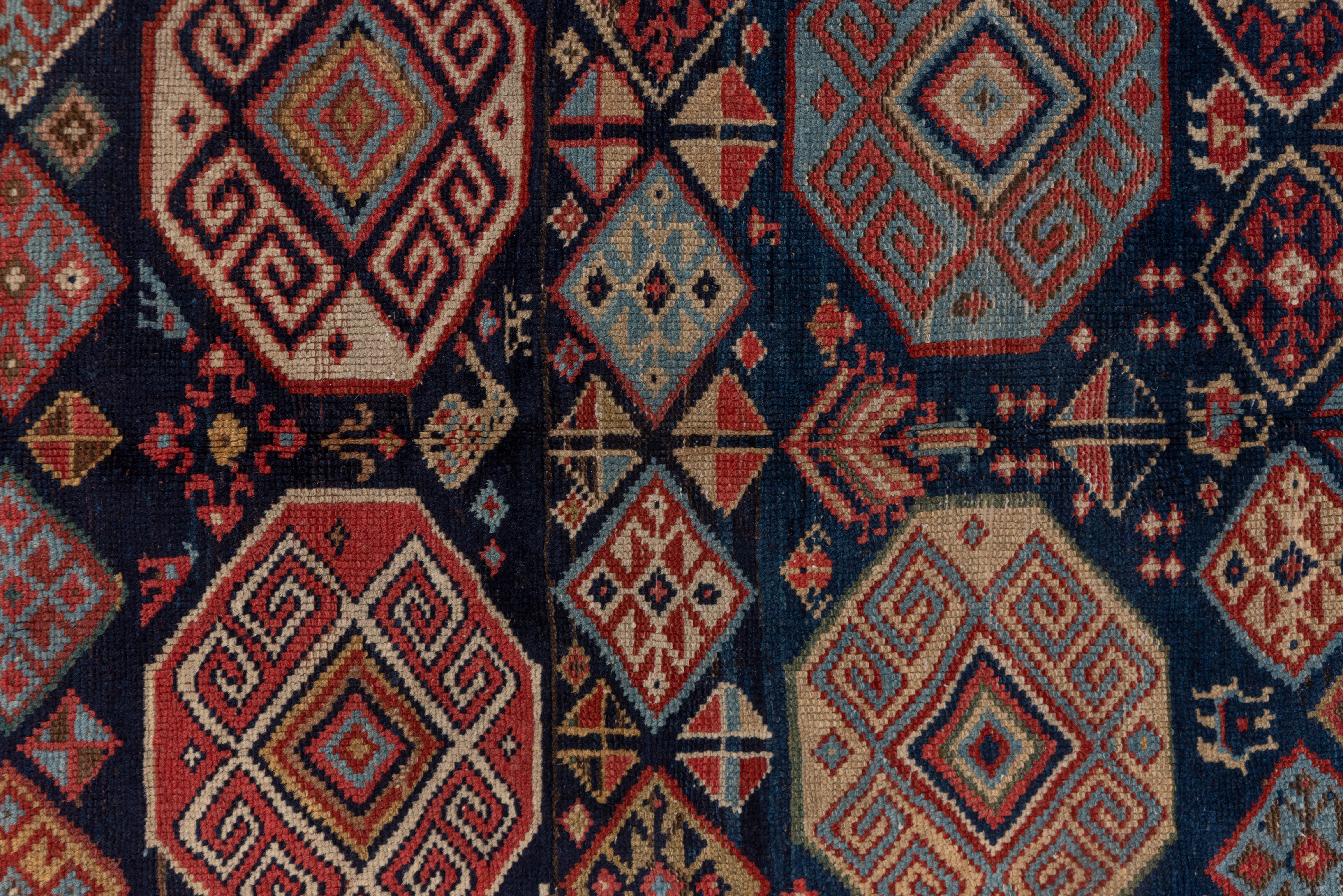 Antique Shirvan Rug in Almost Square with Red Purple and Khaki Tones, Circa 1910 For Sale 1