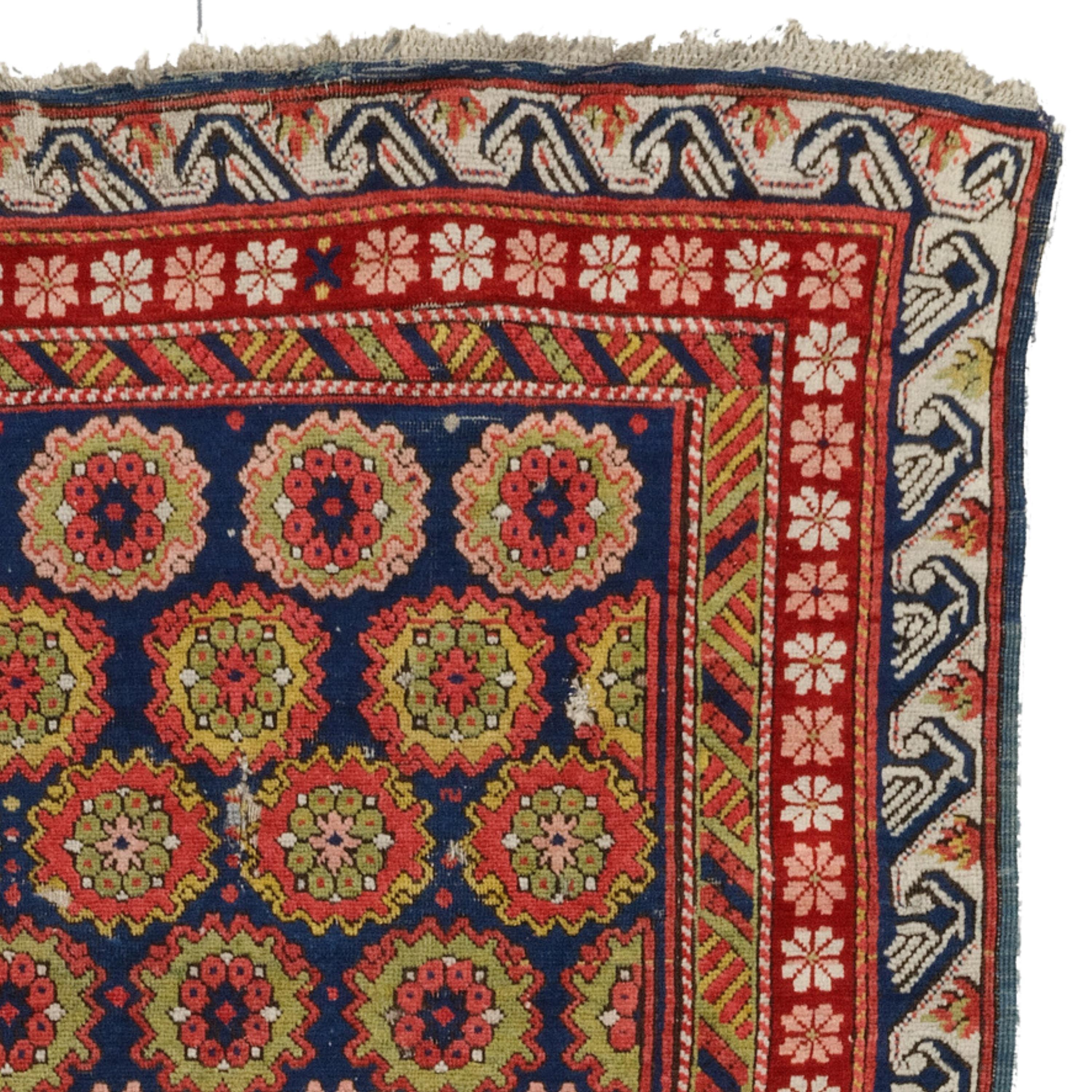 Wool Antique Shirvan Rug - Late Of The 19th Century Caucasian Kuba Shirvan Rug For Sale