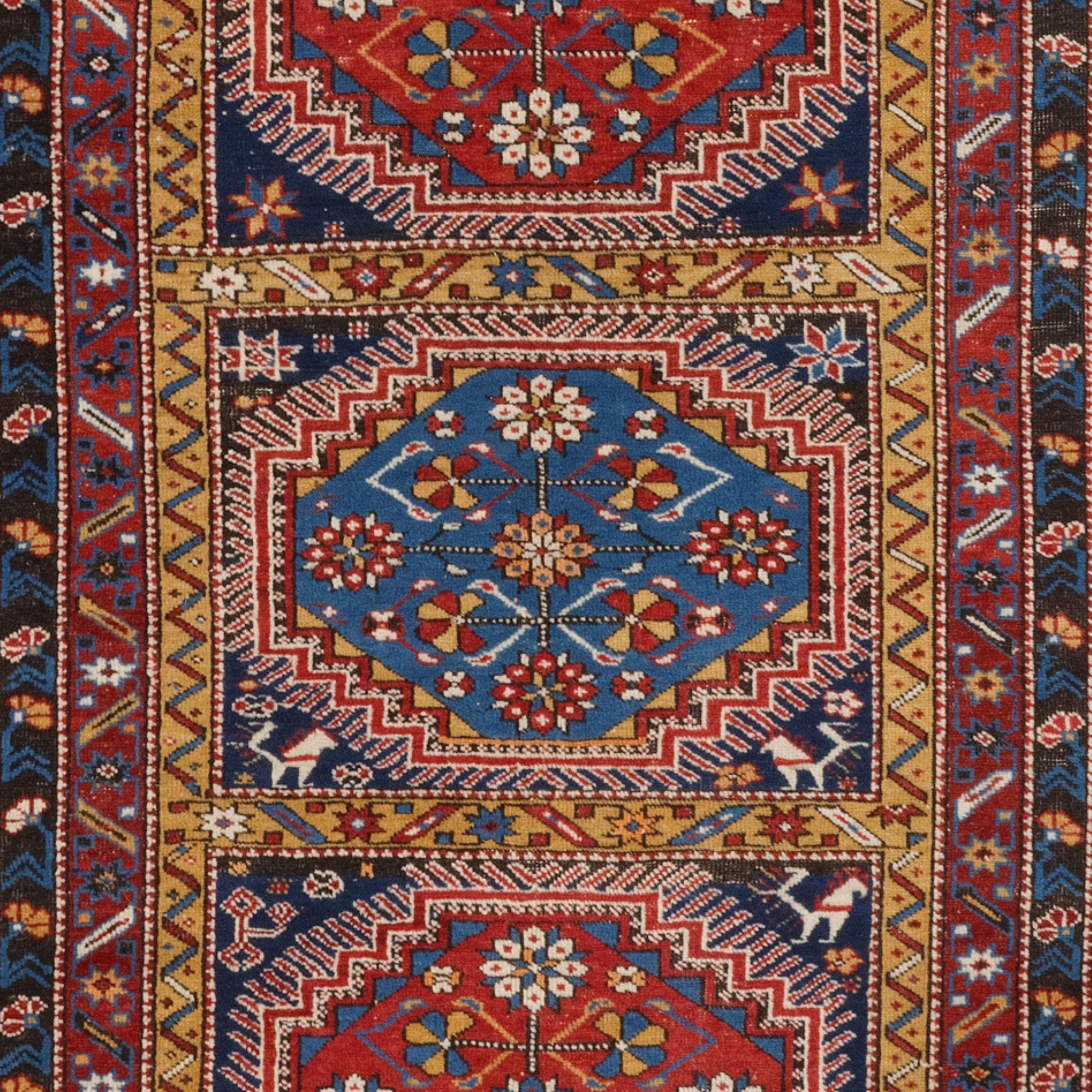 Antique Shirvan Rug - Late Of The 19th Century Caucasian Shirvan Rug In Good Condition For Sale In Sultanahmet, 34