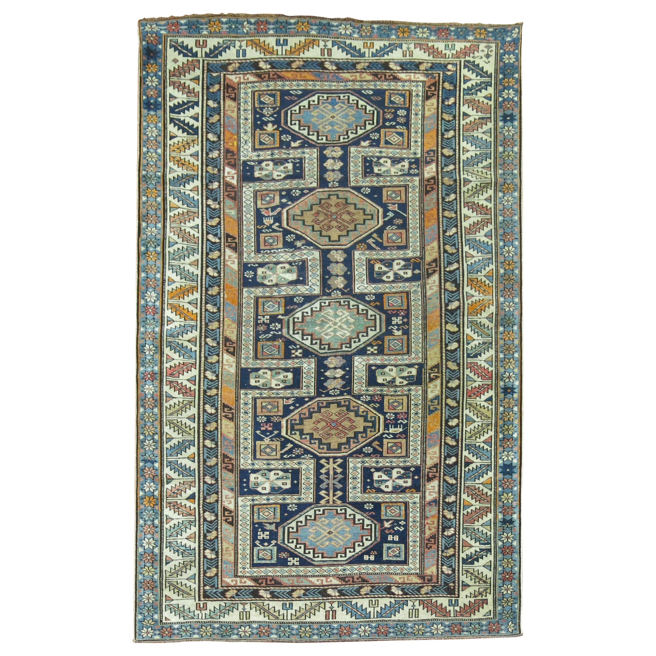 Antique Shirvan Rug with Orange Pop