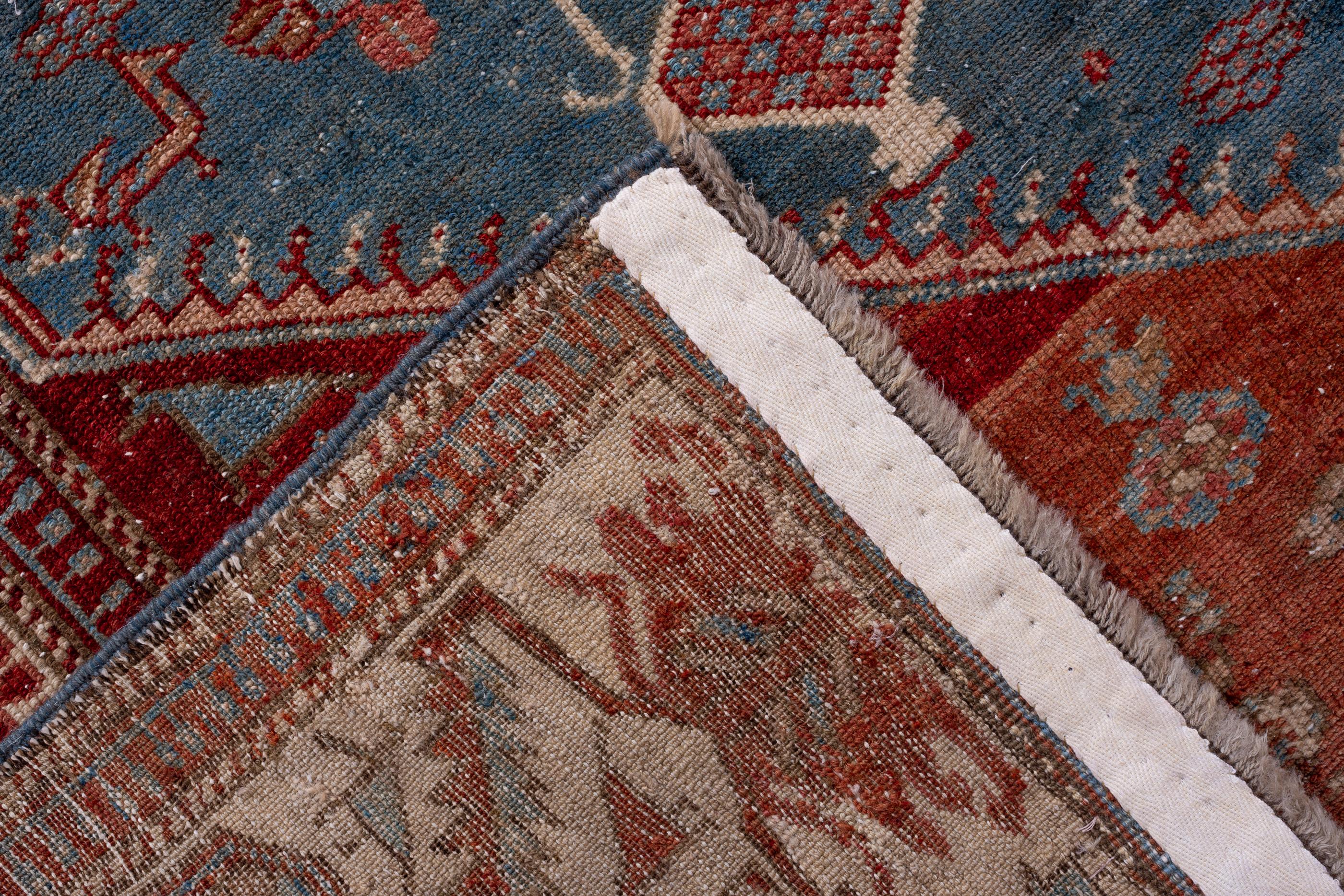 20th Century Antique Shirvan Rug with Royal Blue Field and Red Corners For Sale