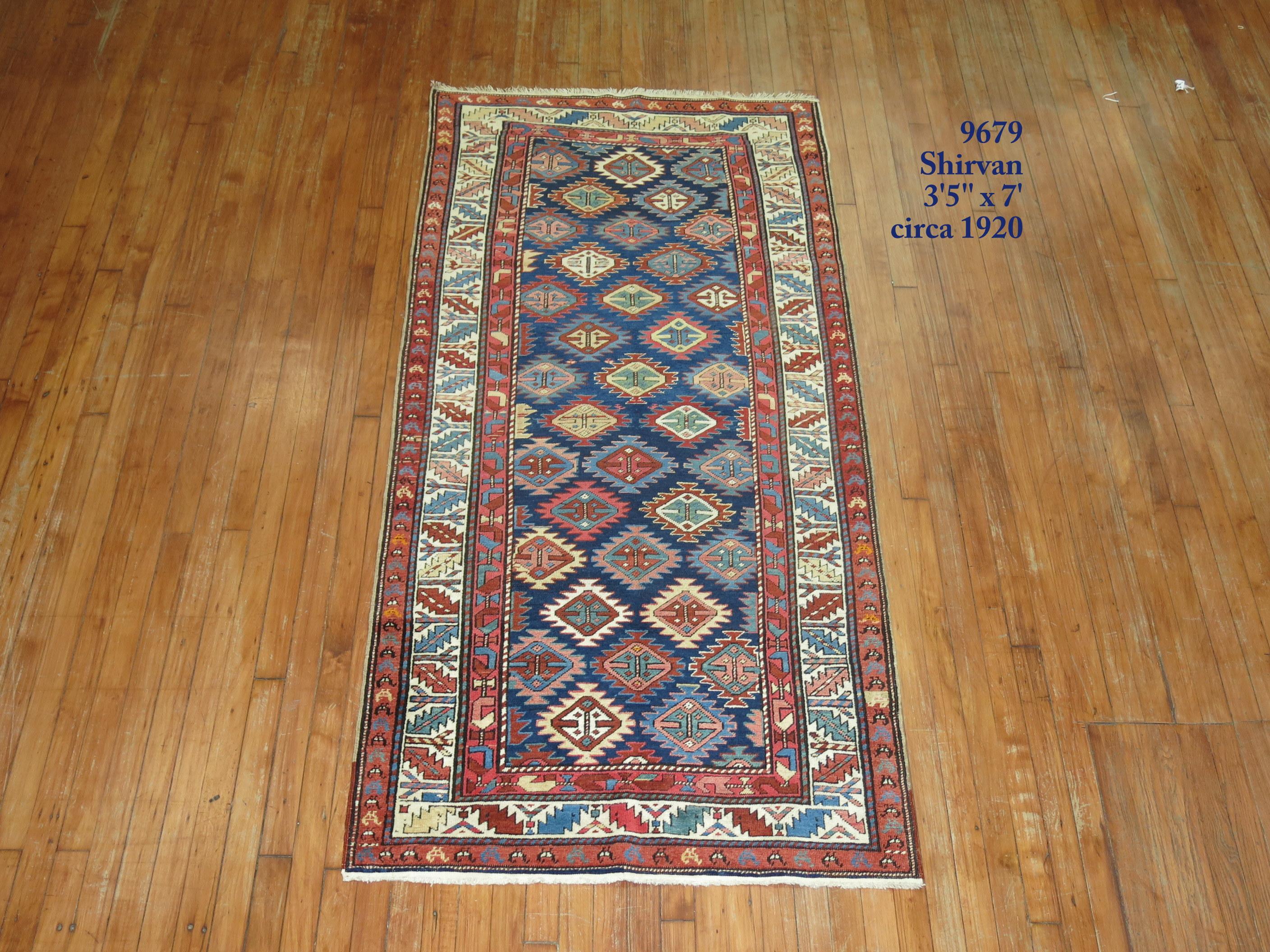 Antique Shirvan Short Runner In Good Condition For Sale In New York, NY