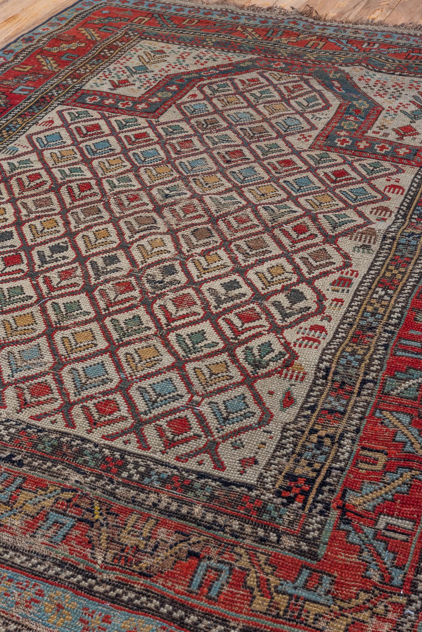 Antique Shirvan Small Mat in Red For Sale 4
