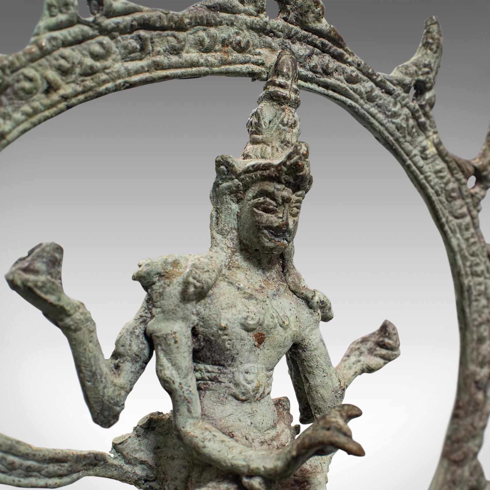Antique Shiva Nataraja Figure, Indian, Chola Bronze, Mystic Statue, 17th Century 3