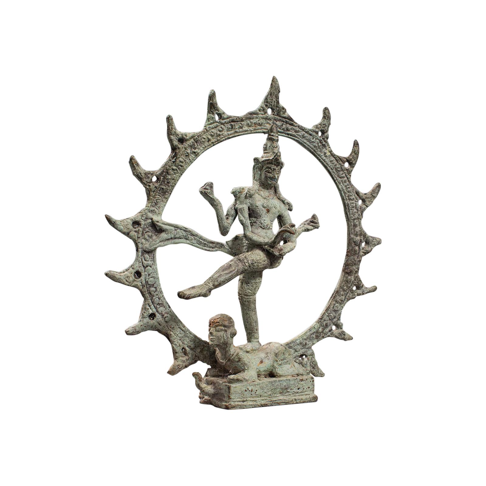 Antique Shiva Nataraja Figure, Indian, Chola Bronze, Mystic Statue, 17th Century