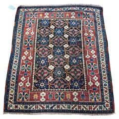 Antique Shirvan Rug Caucasian Tribal Geometric Medallion Wool Rug
