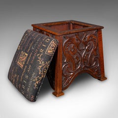 Antique Shoe Boy's Stool, English, Oak, Footstool, Art Nouveau, Victorian, 1900