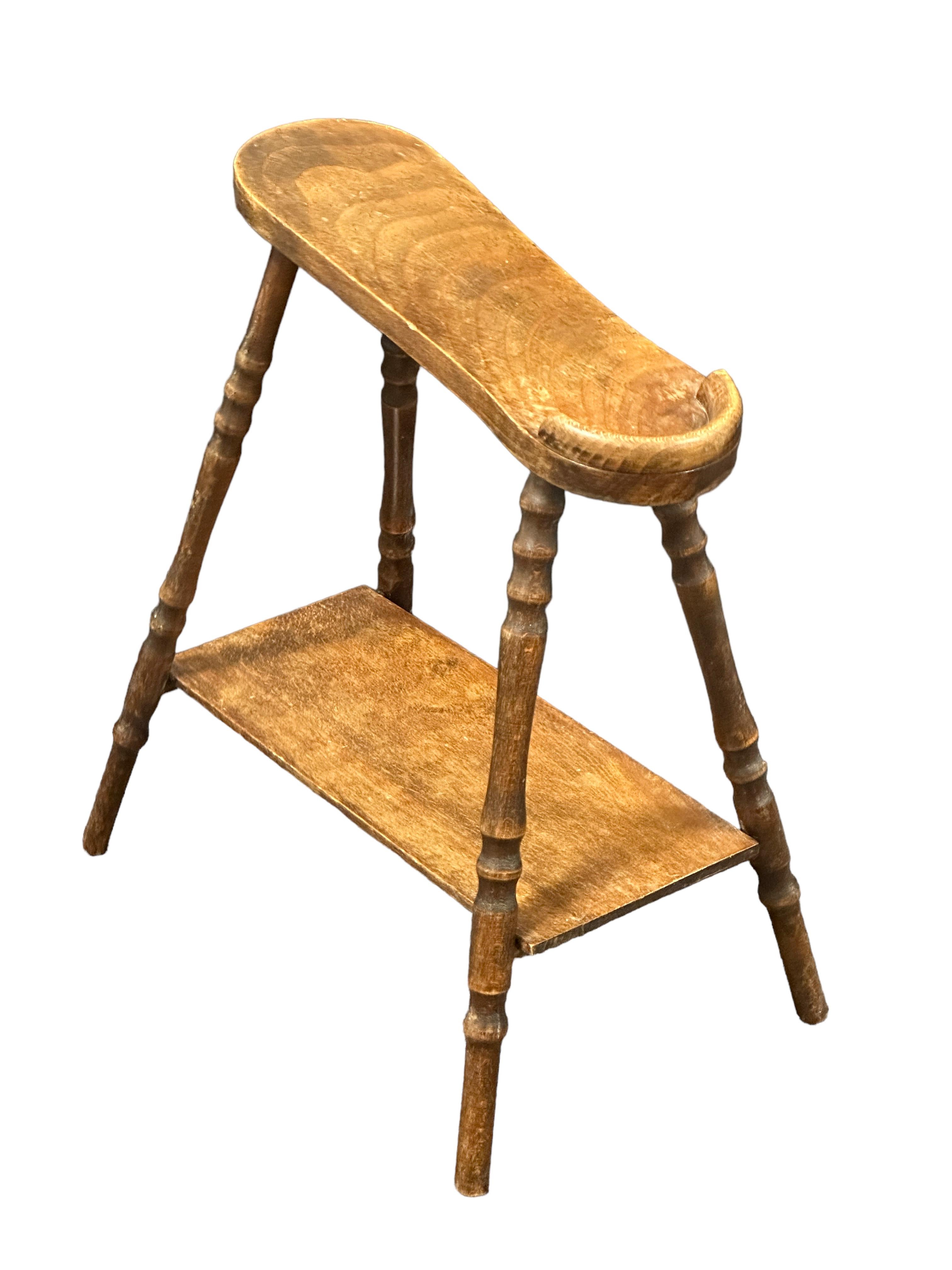 Folk Art Antique Shoe Shining Cleaning Polishing Rest Table, Foot StandGermany 1890s For Sale