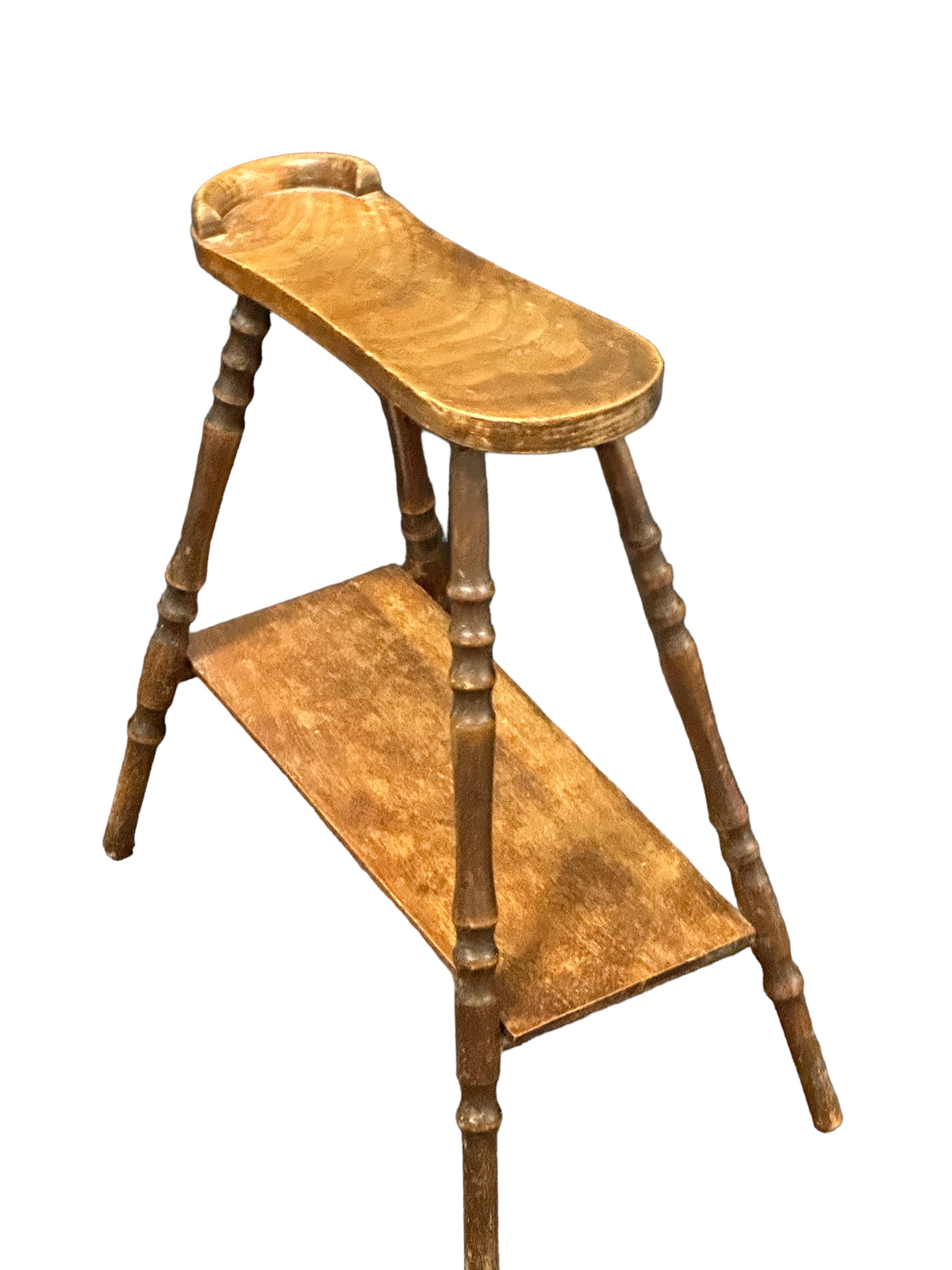Wood Antique Shoe Shining Cleaning Polishing Rest Table, Foot StandGermany 1890s For Sale