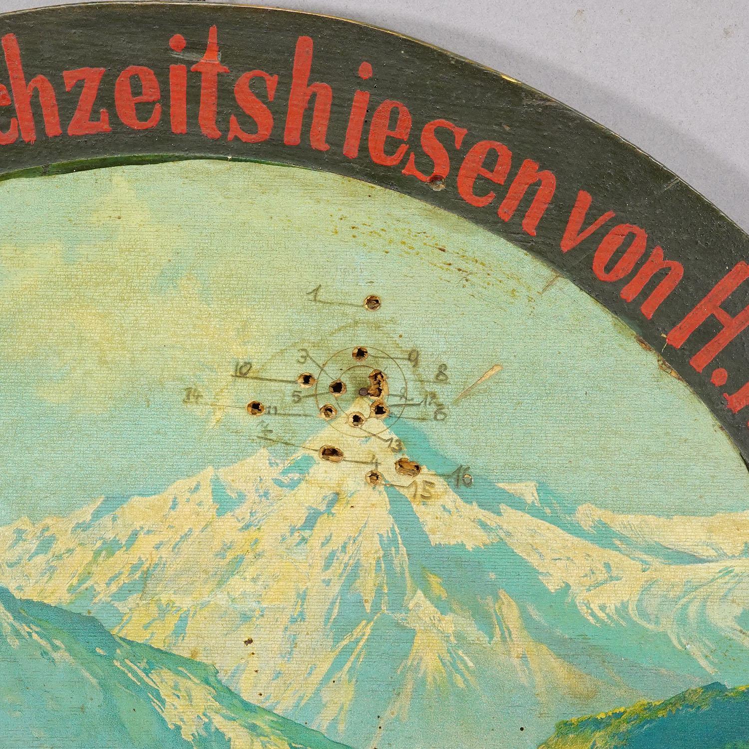 Tedesco Antico bersaglio di tiro con paesaggio alpino, Austria 1936 in vendita