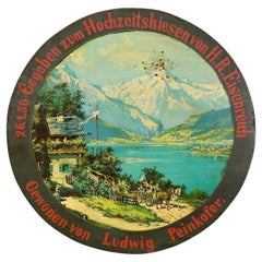 Antique Shooting Target with Alpine Landscape, Austria 1936