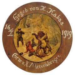 Cible de tir ancienne avec impression de chasse à l'ours, Bavière 1919