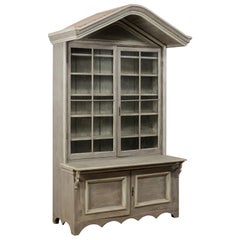 Antique Shop Cabinet w/Overhanging Canopy Bonnet Top- A Great Statement Piece!
