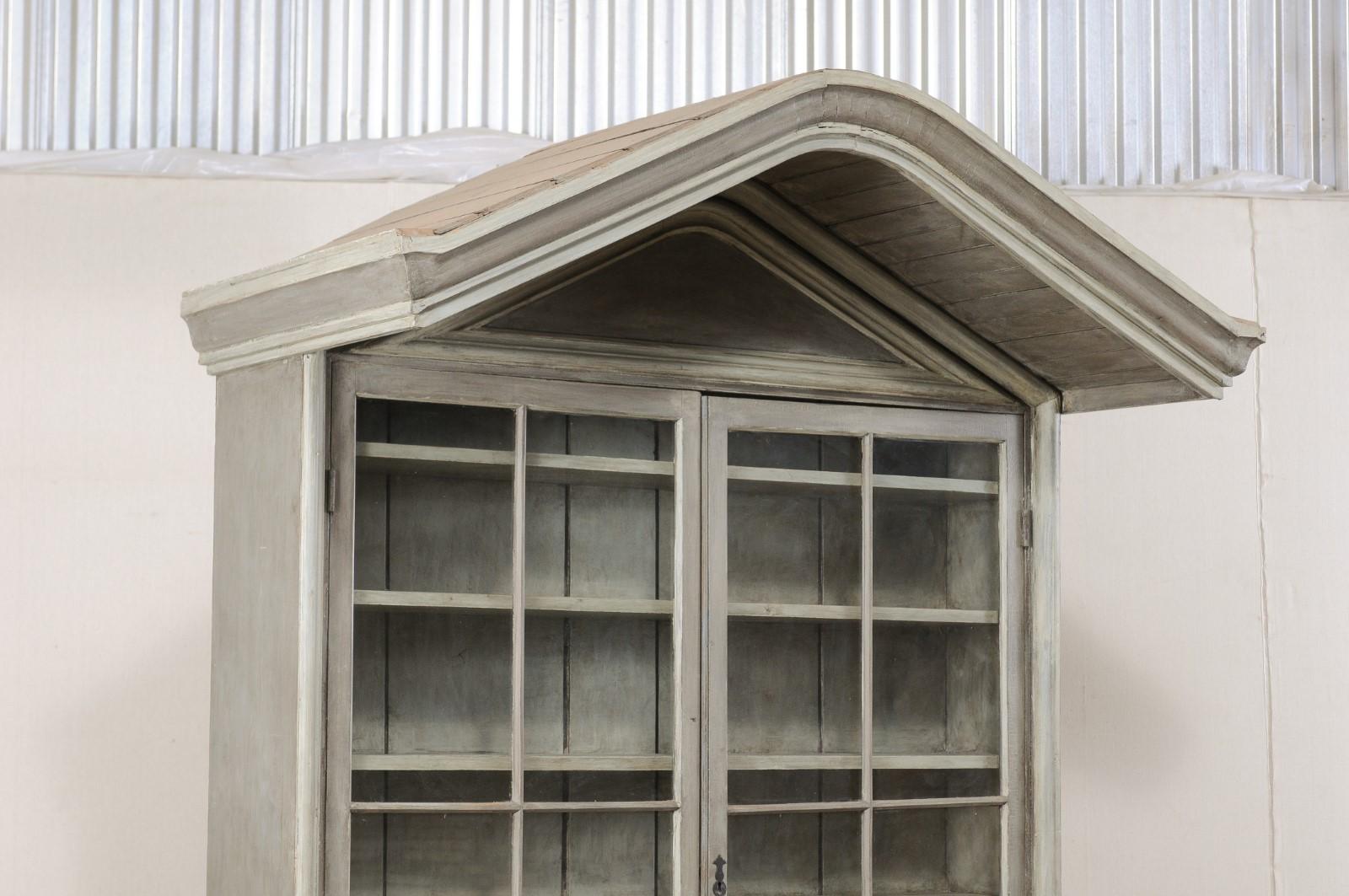 American Antique Shop Cabinet w/Overhanging Canopy Bonnet Top- A Great Statement Piece! For Sale