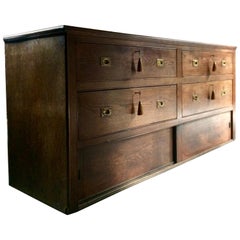 Antique Shop Counter Haberdashery Sideboard Credenza Cabinet Oak:: 1900s