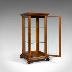 Antique Shop Display Cabinet, English, Oak, Walnut, Showcase, Edwardian