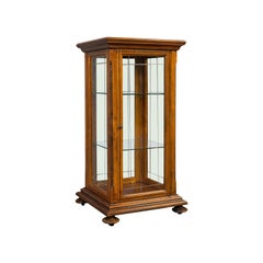 Antique Shop Display Cabinet, English, Oak, Walnut, Showcase, Edwardian