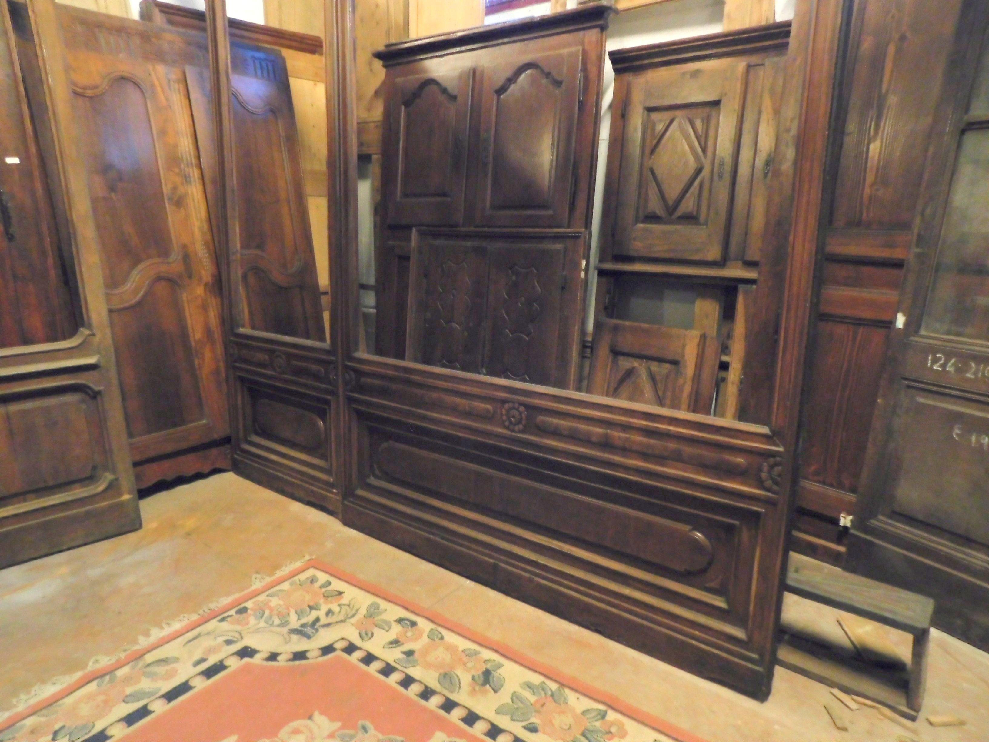 Antique Shop Facade Door in Walnut, Two Parts, 19th Century, Turin 'Italy' 3