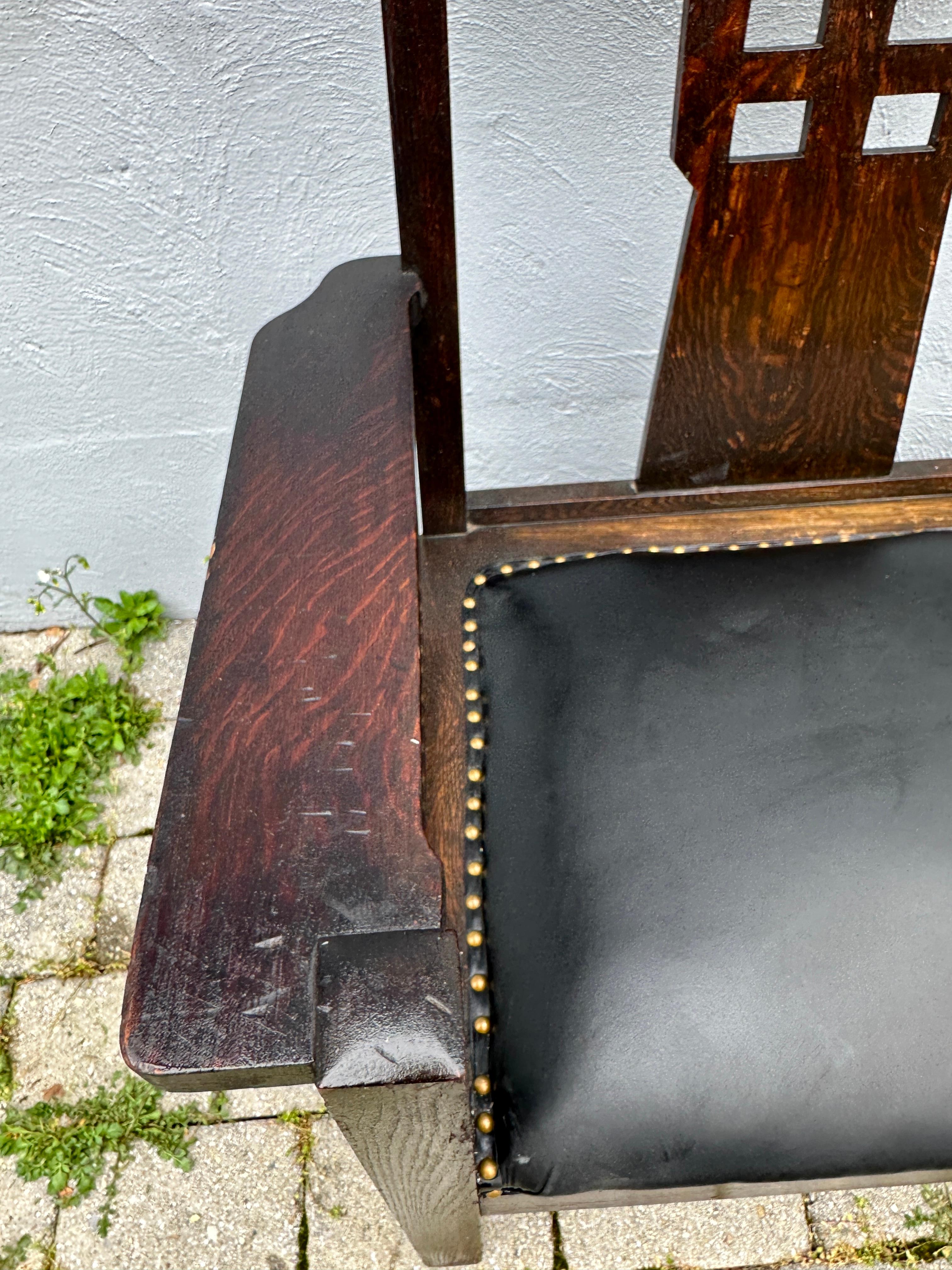 Arts and Crafts Antique  « SHOP of THE CRAFTER »  Settee avec découpe - Stickley Era - W7524 en vente