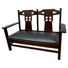 Antique  « SHOP of THE CRAFTER »  Settee avec découpe - Stickley Era - W7524