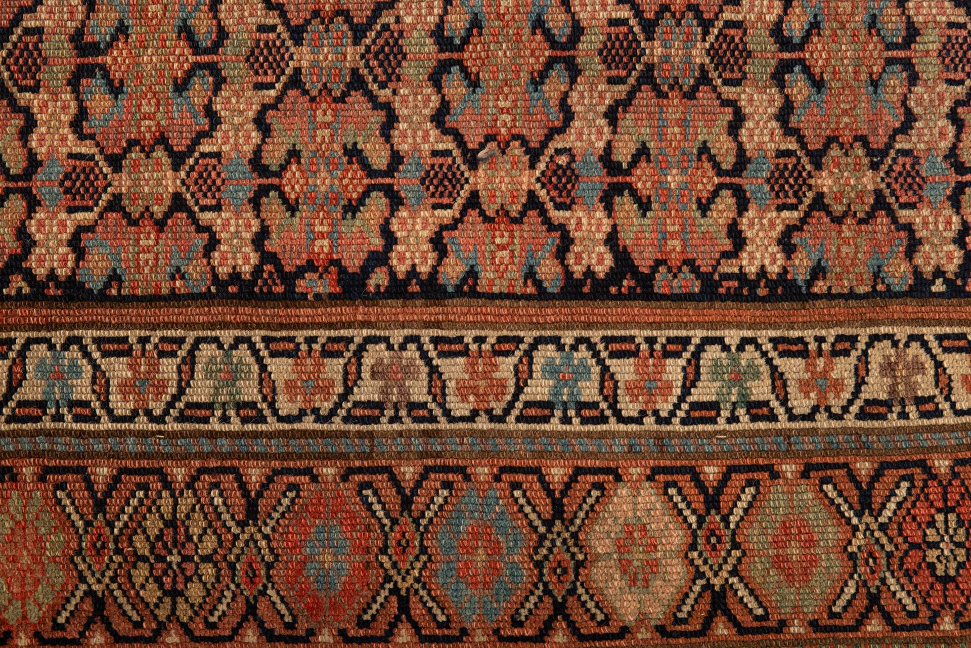 Hand-Knotted Antique Short Oriental Runner For Sale